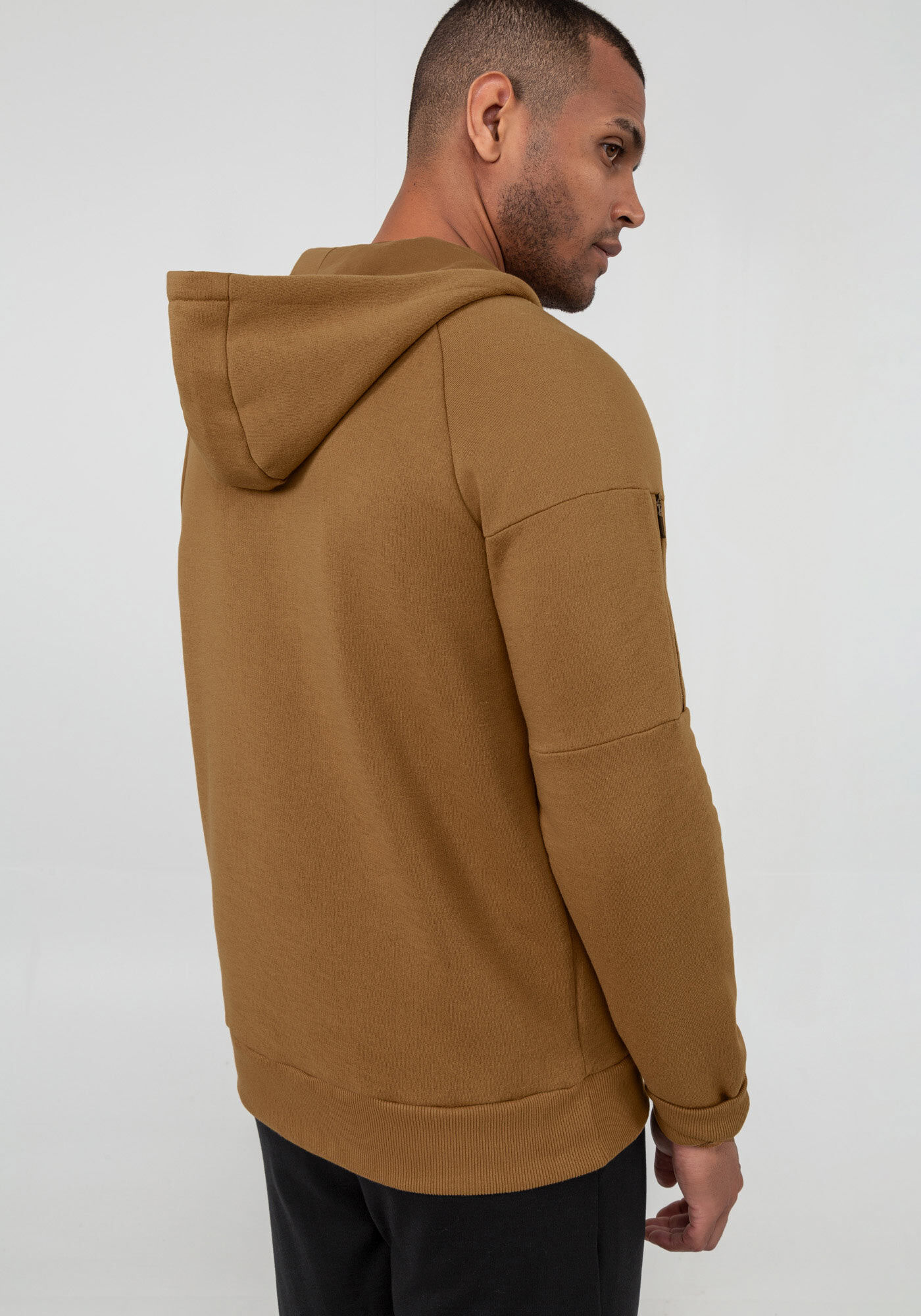 Jaqueta Masculina em Moletom 3 Cabos com Capuz, MARROM TILE, large.