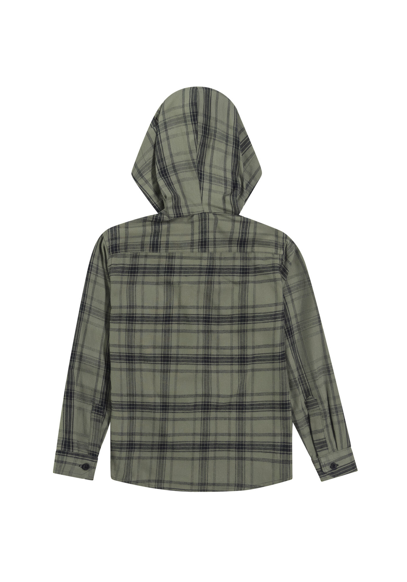 Camisa Infantil em Flanela Xadrez com Capuz, VERDE REIGN, large.