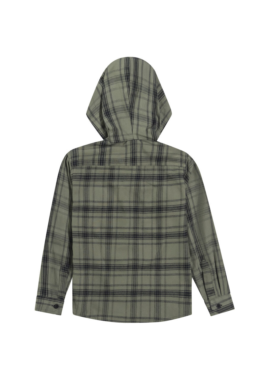 Camisa Infantil em Flanela Xadrez com Capuz, VERDE REIGN. Camisa Infantil em Flanela Xadrez com Capuz, VERDE REIGN, large.