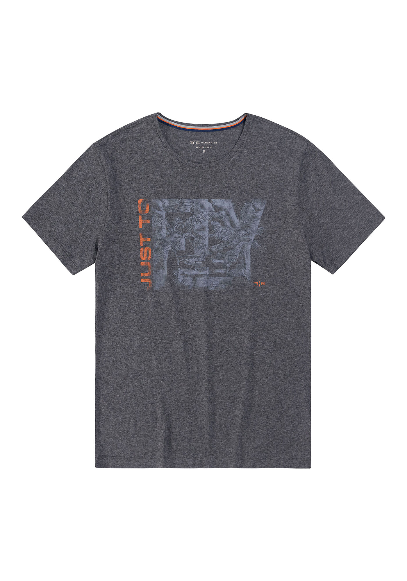 Camiseta Malha Viscose Estampa Just To Fly, MESCLA ESCURO, large.