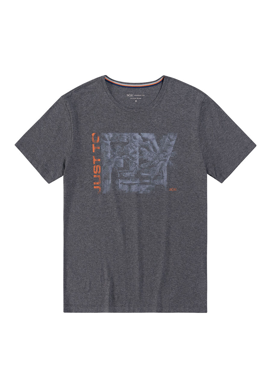 Camiseta Malha Viscose Estampa Just To Fly, MESCLA ESCURO. Camiseta Malha Viscose Estampa Just To Fly, MESCLA ESCURO, large.