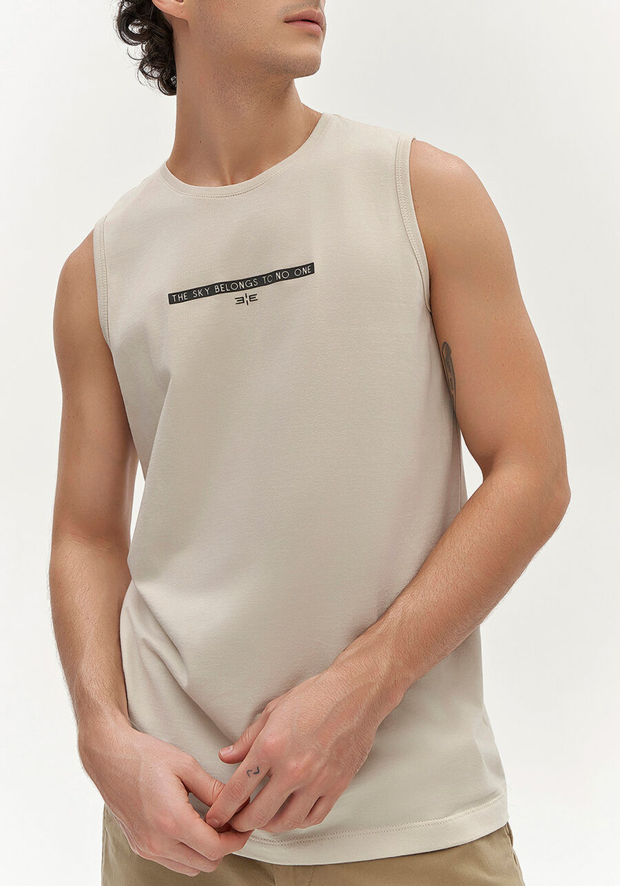 Regata Masculina em Meia Malha, BEGE SYSTEM. Regata Masculina em Meia Malha, BEGE SYSTEM, large.