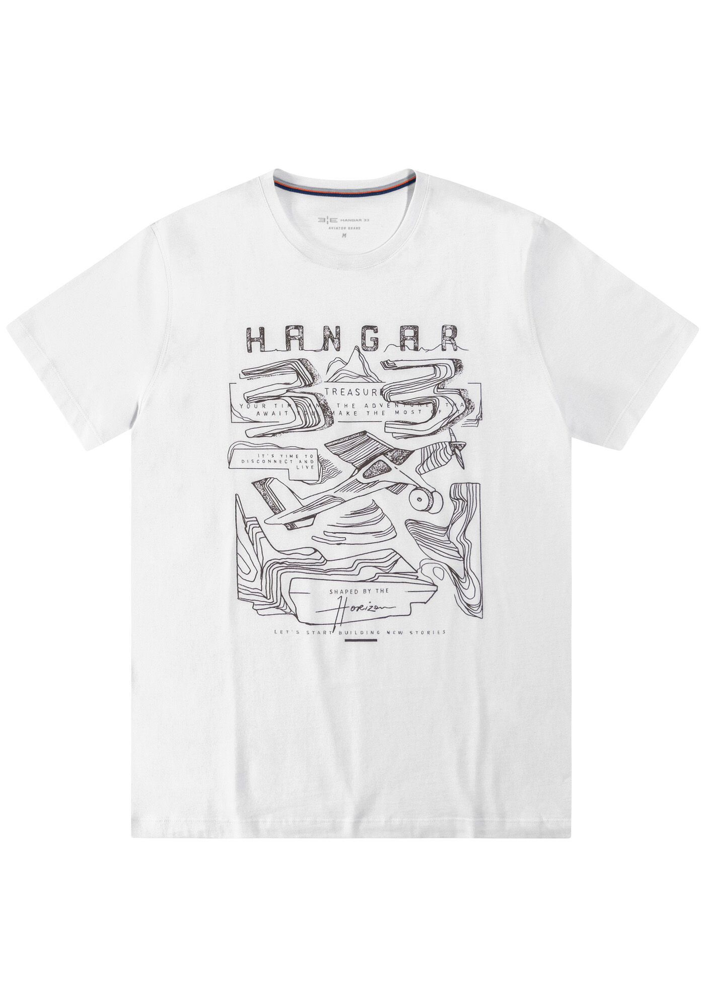 Camiseta Manga Curta em Malha Estampada, BRANCO, large.