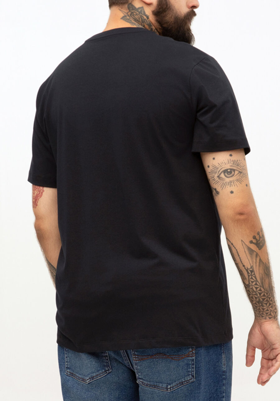 Camiseta Masculina Big & Tall em Malha Estampada, PRETO REATIVO. Camiseta Masculina Big & Tall em Malha Estampada, PRETO REATIVO, large.