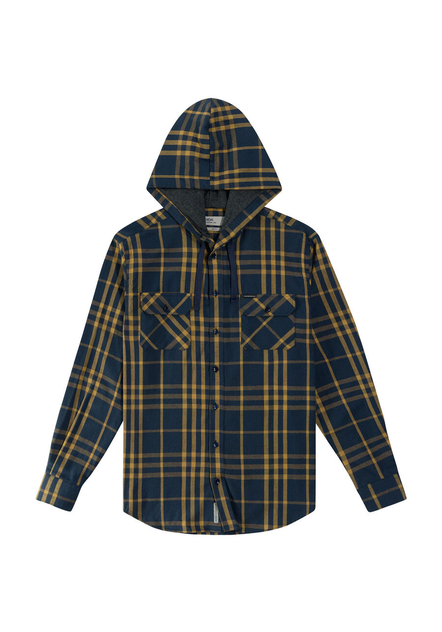 Camisa Xadrez em Flanela com Capuz Tal Pai Tal Filho, MARROM TILE. Camisa Xadrez em Flanela com Capuz Tal Pai Tal Filho, MARROM TILE, large.