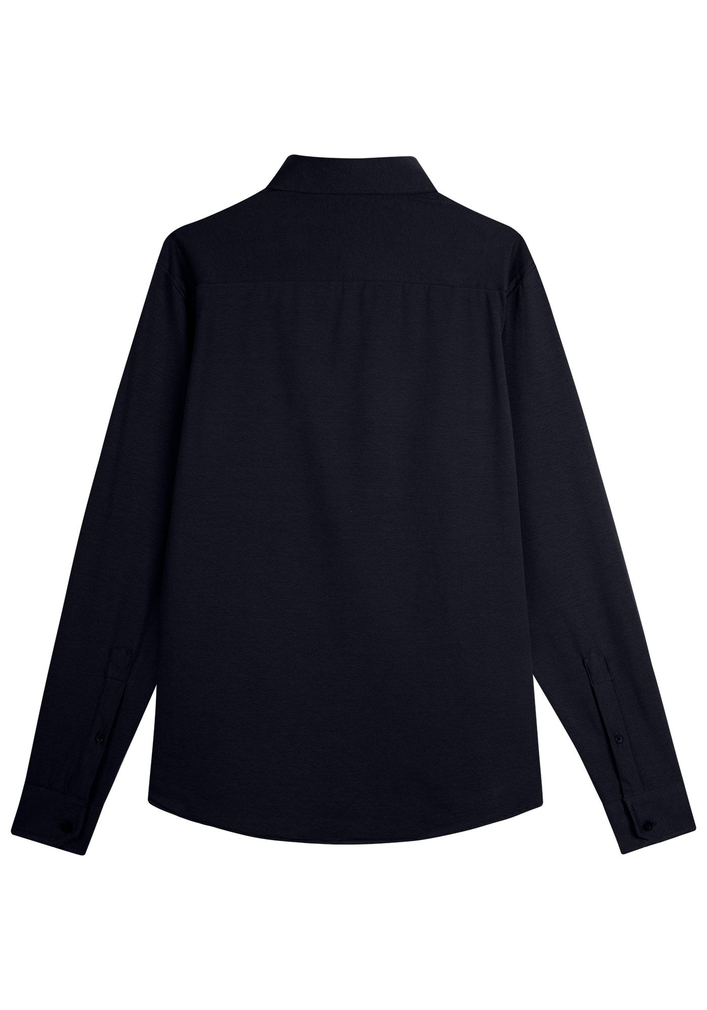 Camisa De Mangas Longas Em Malha Pima Slim Fit Masculina, PRETO REATIVO, large.