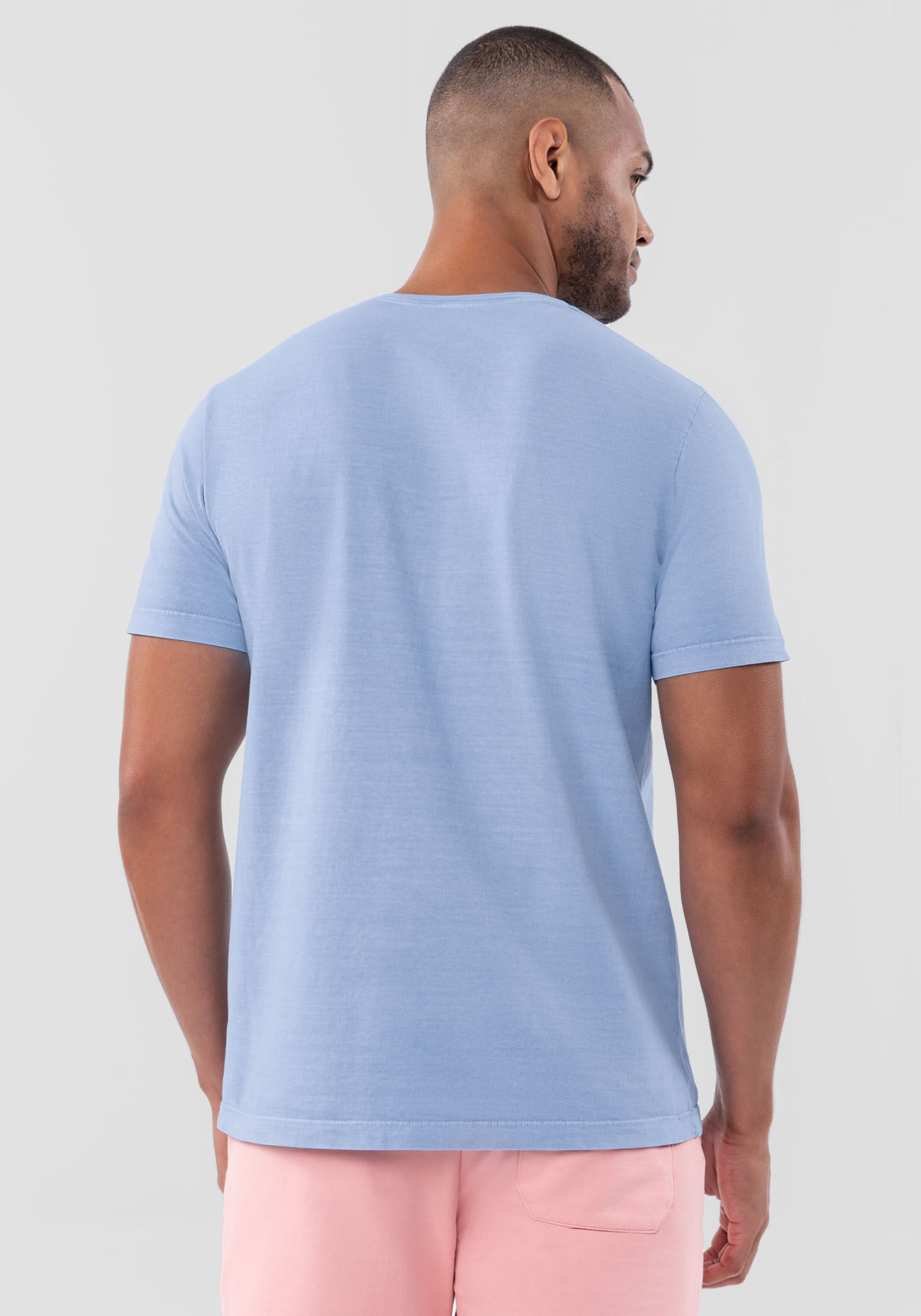 Camiseta Masculina Manga Curta com Efeito Estonado, AZUL BRUMA, large.