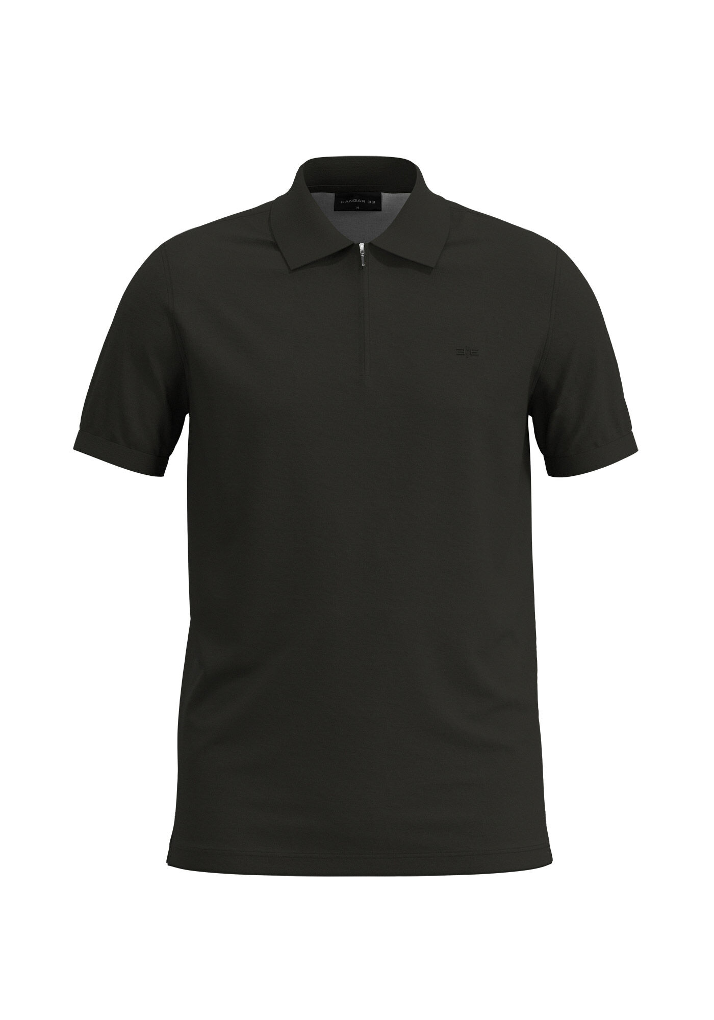 Camisa Polo Com Z&iacute;per Em Malha Piquet Pima, PRETO, large.