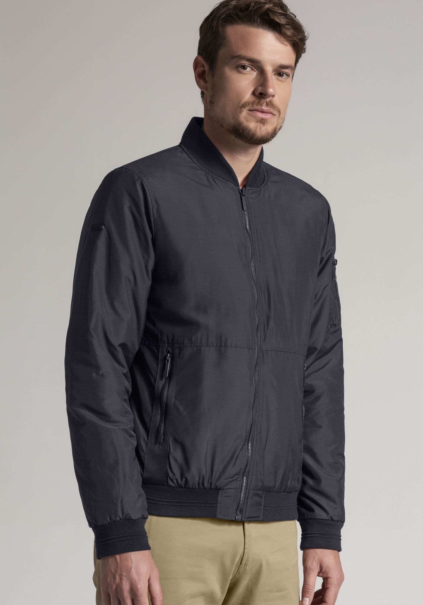 Jaqueta Bomber Masculina com Bolso Z&iacute;per, MARINHO ACTION, large.