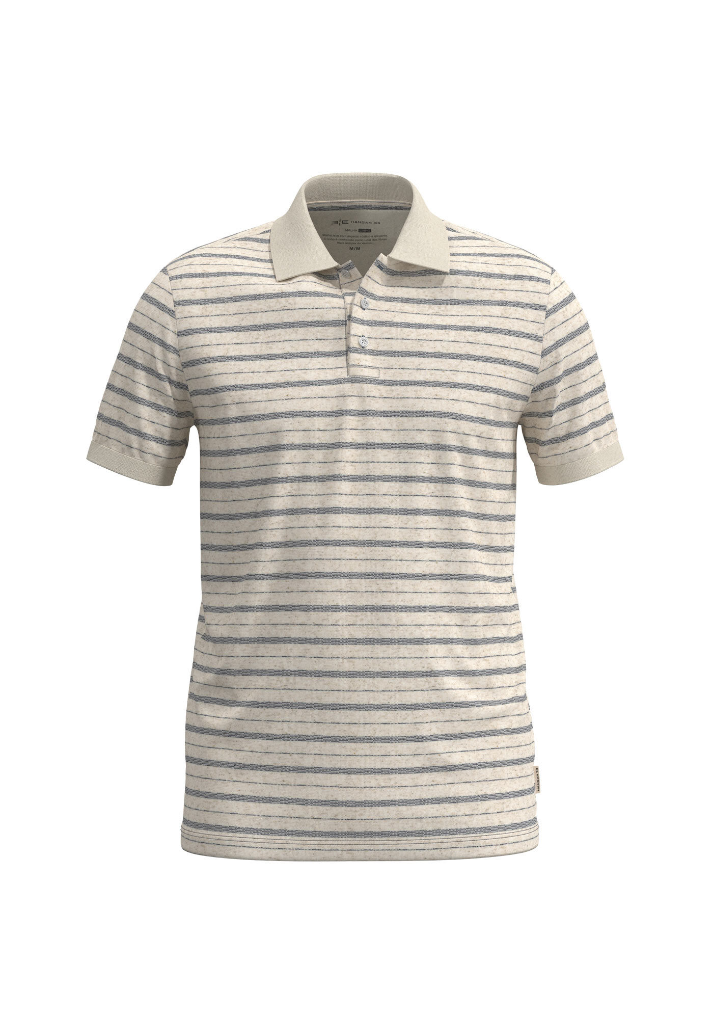 Camisa Polo Com Mangas Curtas Em Malha Piquet Com Linho, MARINHO IMPERIO, large.