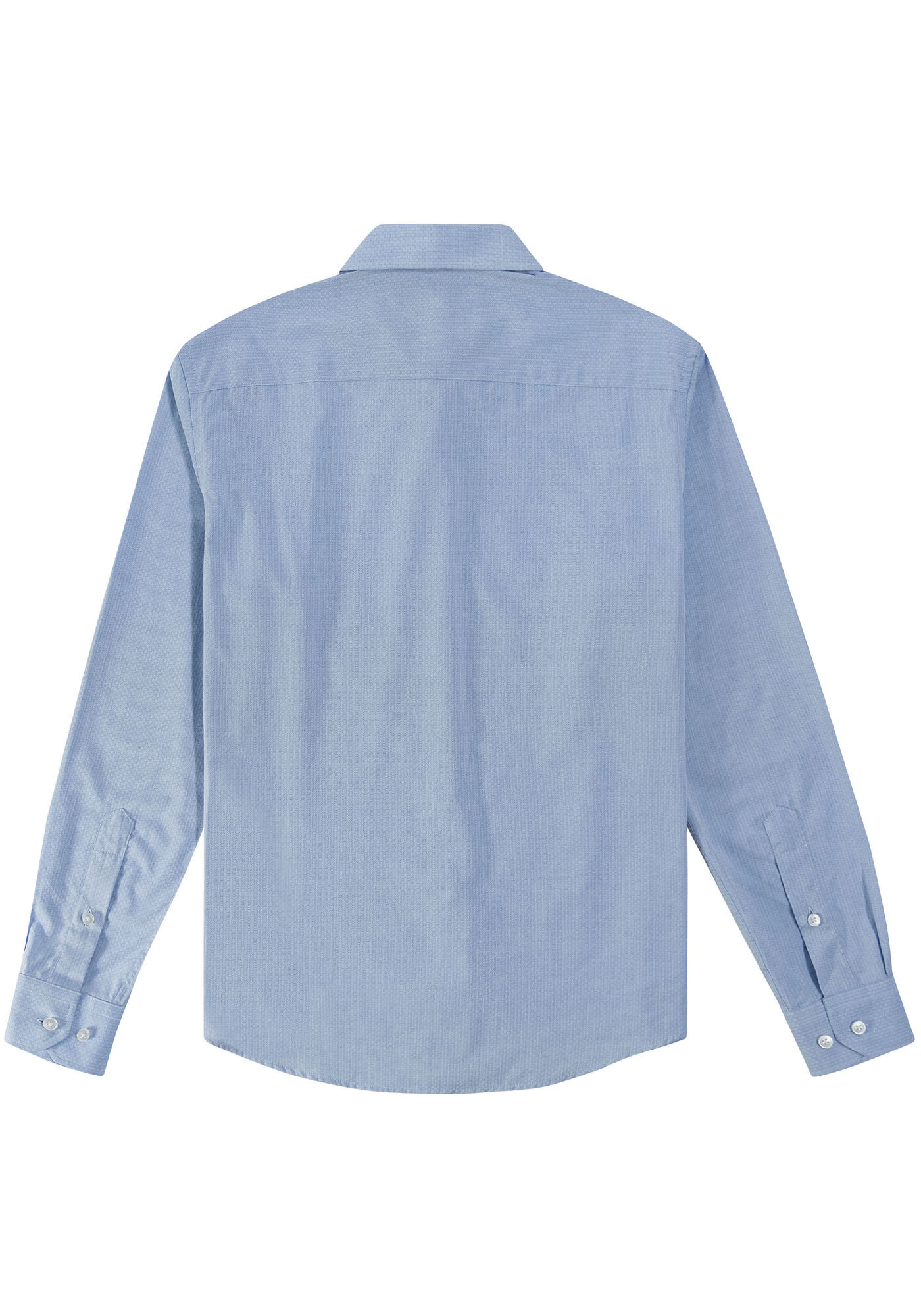 Camisa Manga Longa Slim Fit em Tecido Jacquard, AZUL CUBAN, large.