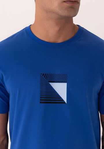 Camiseta De Mangas Curtas Em Malha Com Elastano, AZUL SPECTRUM. Camiseta De Mangas Curtas Em Malha Com Elastano, AZUL SPECTRUM, large.