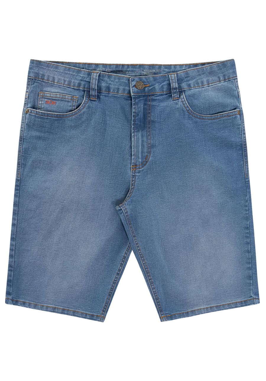 Bermuda Jeans Masculina Reta com Elastano, JEANS, large.
