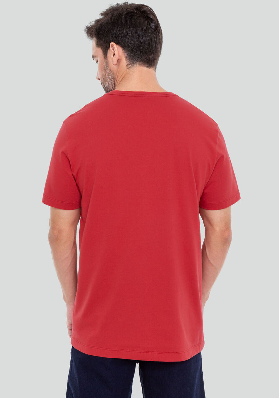 Camiseta Masculina em Malha com Estampa Relevo, VERMELHO POMME, large.