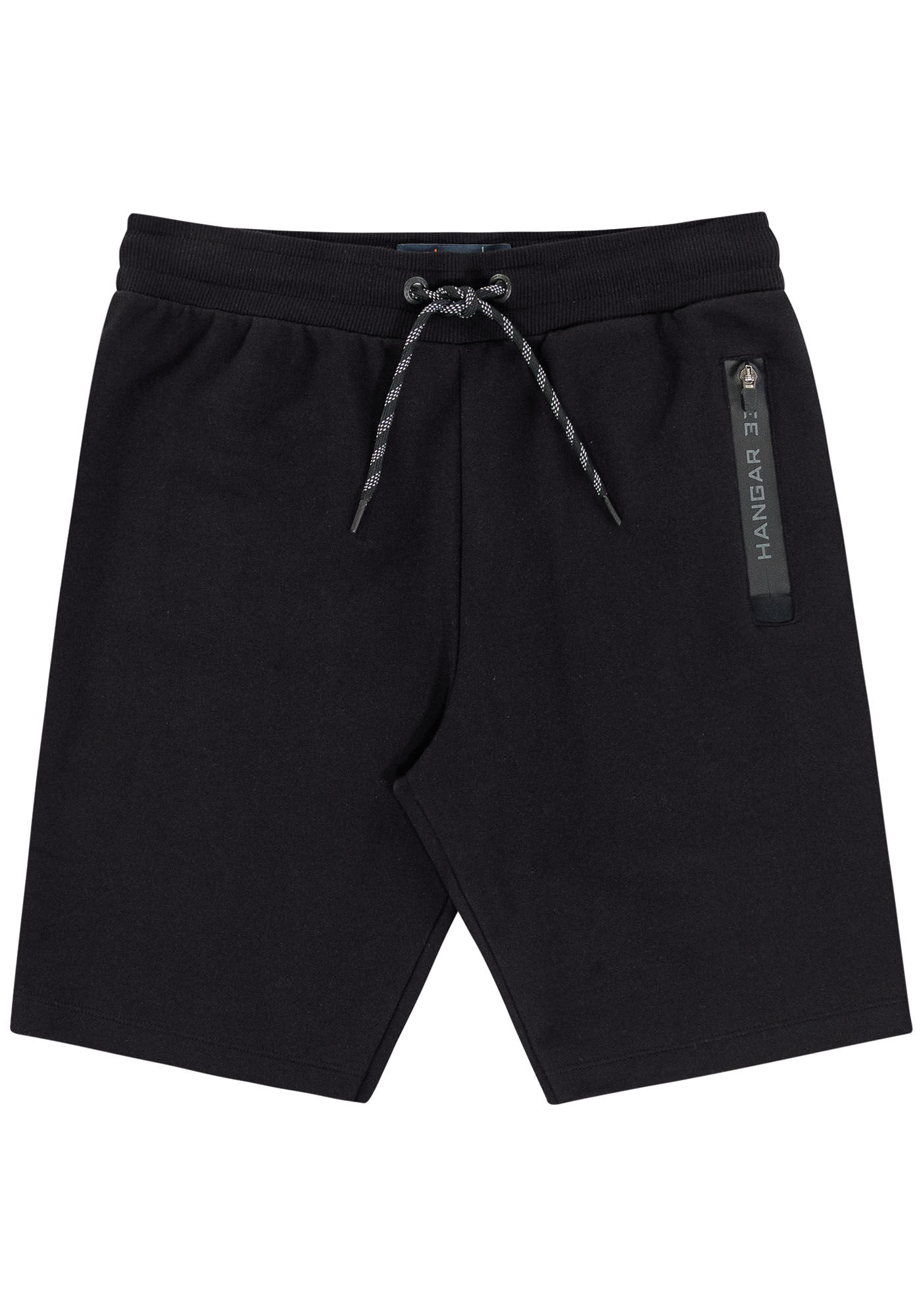 Bermuda Masculina em Moletom com Bolso Z&iacute;per, PRETO, large.