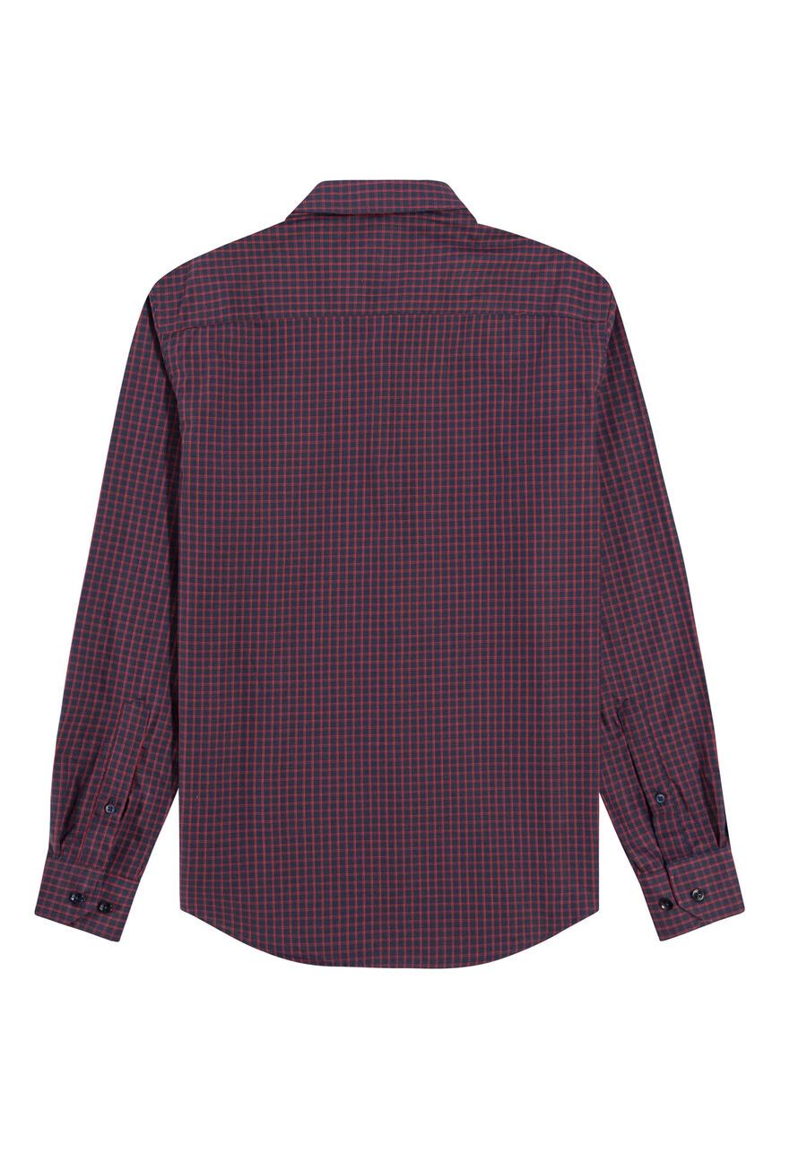 Camisa Manga Longa Masculina em Tricoline Slim Fit, VERMELHO F/MARINHO F. Camisa Manga Longa Masculina em Tricoline Slim Fit, VERMELHO F/MARINHO F, large.