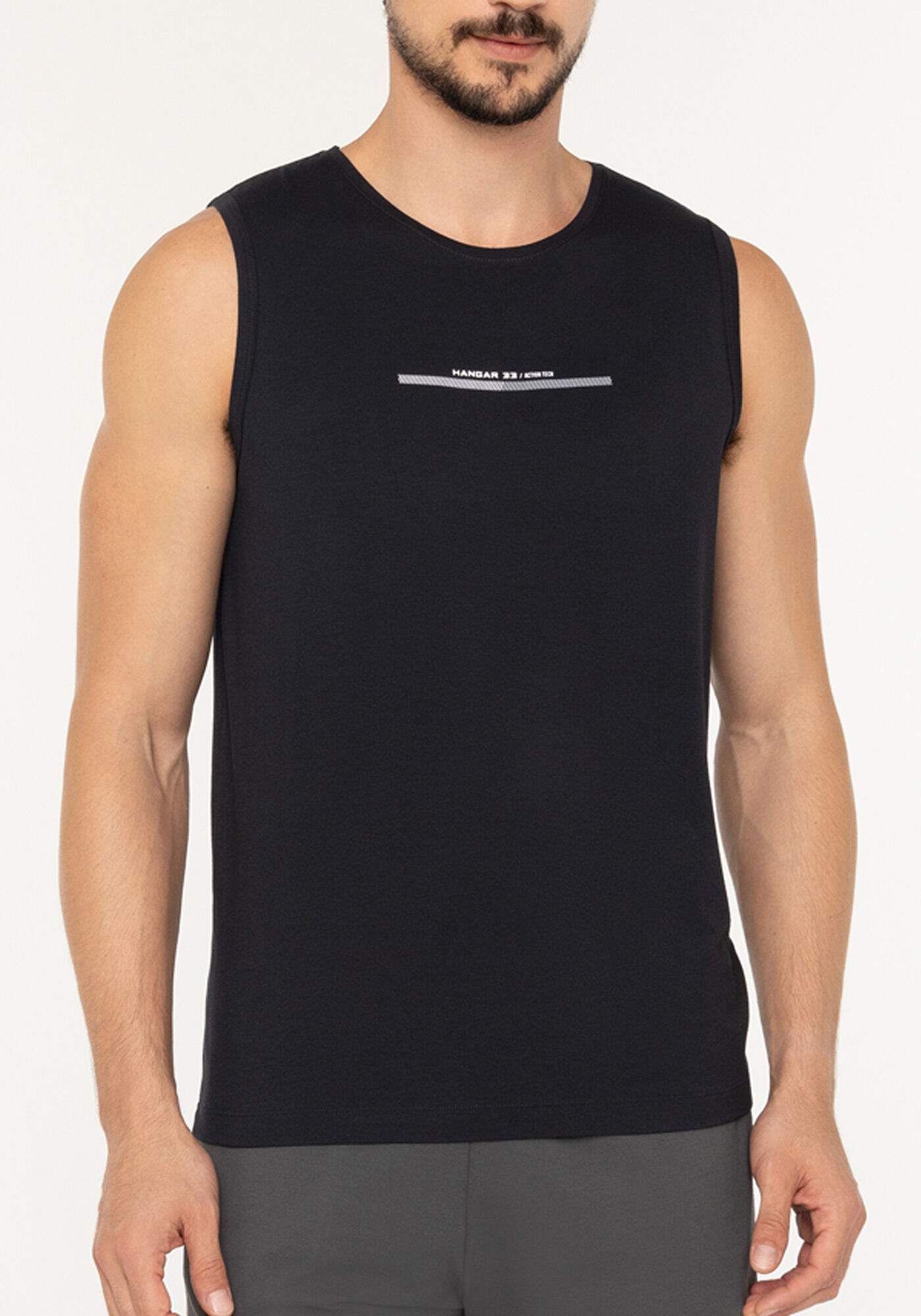 Blusa Regata Com Estampa Em Malha De Viscose E Elastano, PRETO, large.