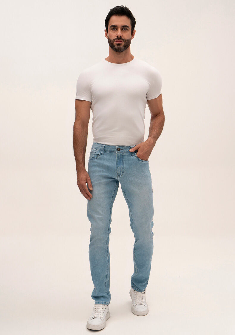 Cal&ccedil;a Jeans Masculina Slim Estonada com Elastano, JEANS, large.