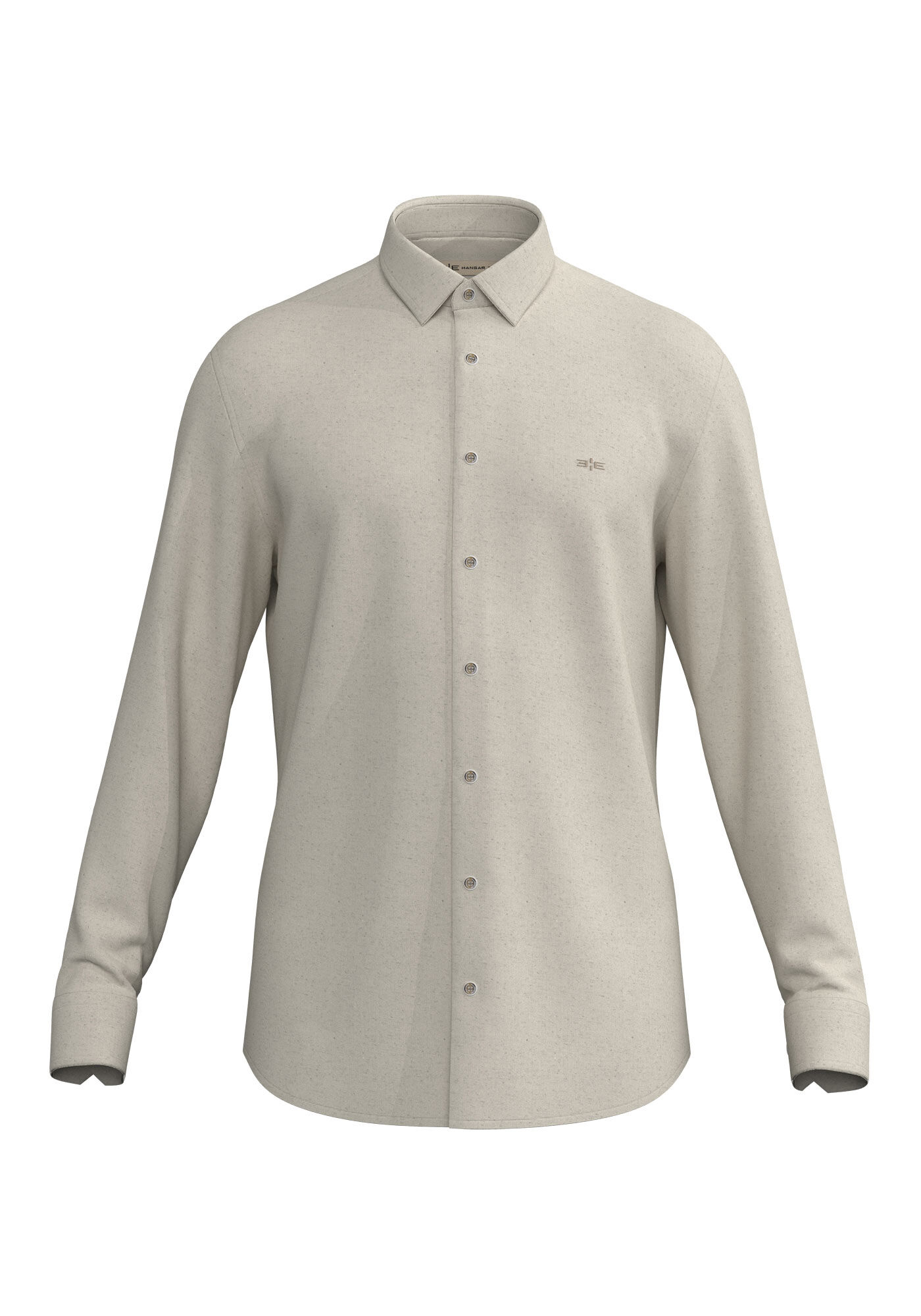 Camisa Masculina Slim Fit De Mangas Longas Em Malha Linho, BRANCO OFF WHITE, large.