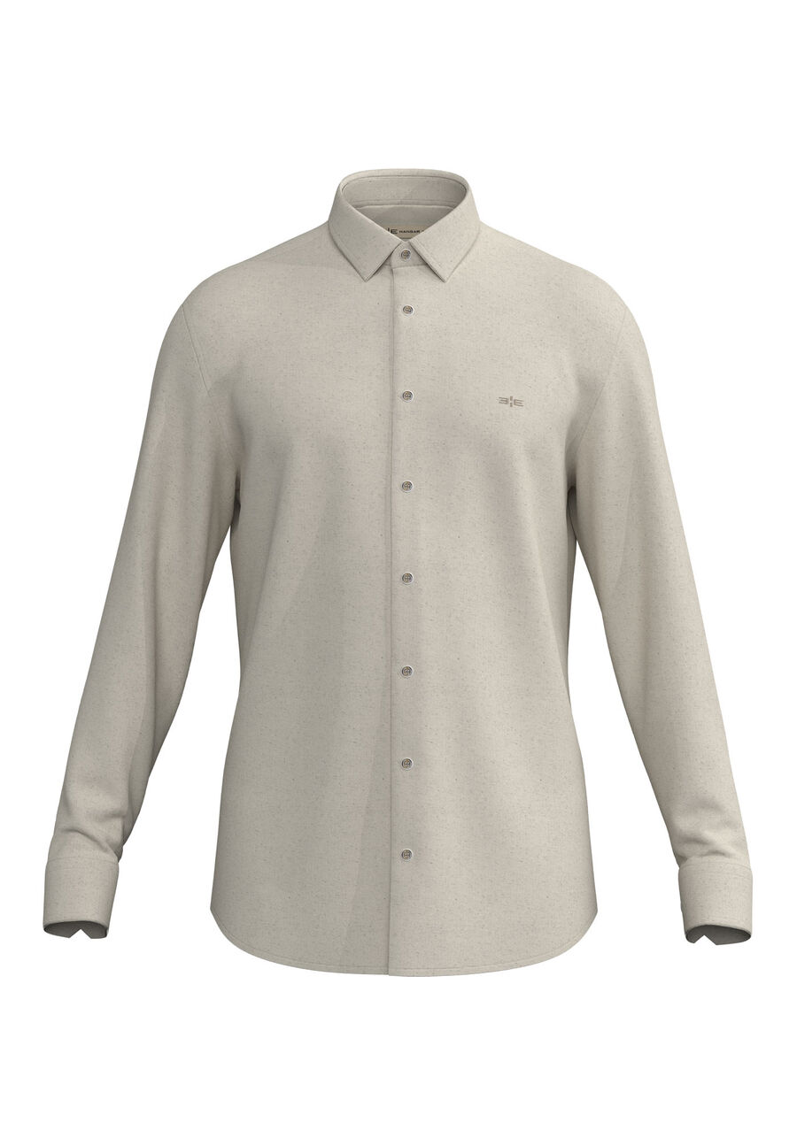 Camisa Masculina Slim Fit De Mangas Longas Em Malha Linho, BRANCO OFF WHITE. Camisa Masculina Slim Fit De Mangas Longas Em Malha Linho, BRANCO OFF WHITE, large.