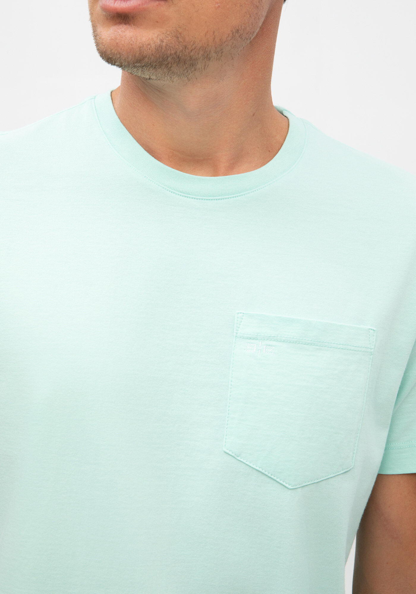 Camiseta Masculina em Malha com Bolso, VERDE WINDSURF, large.