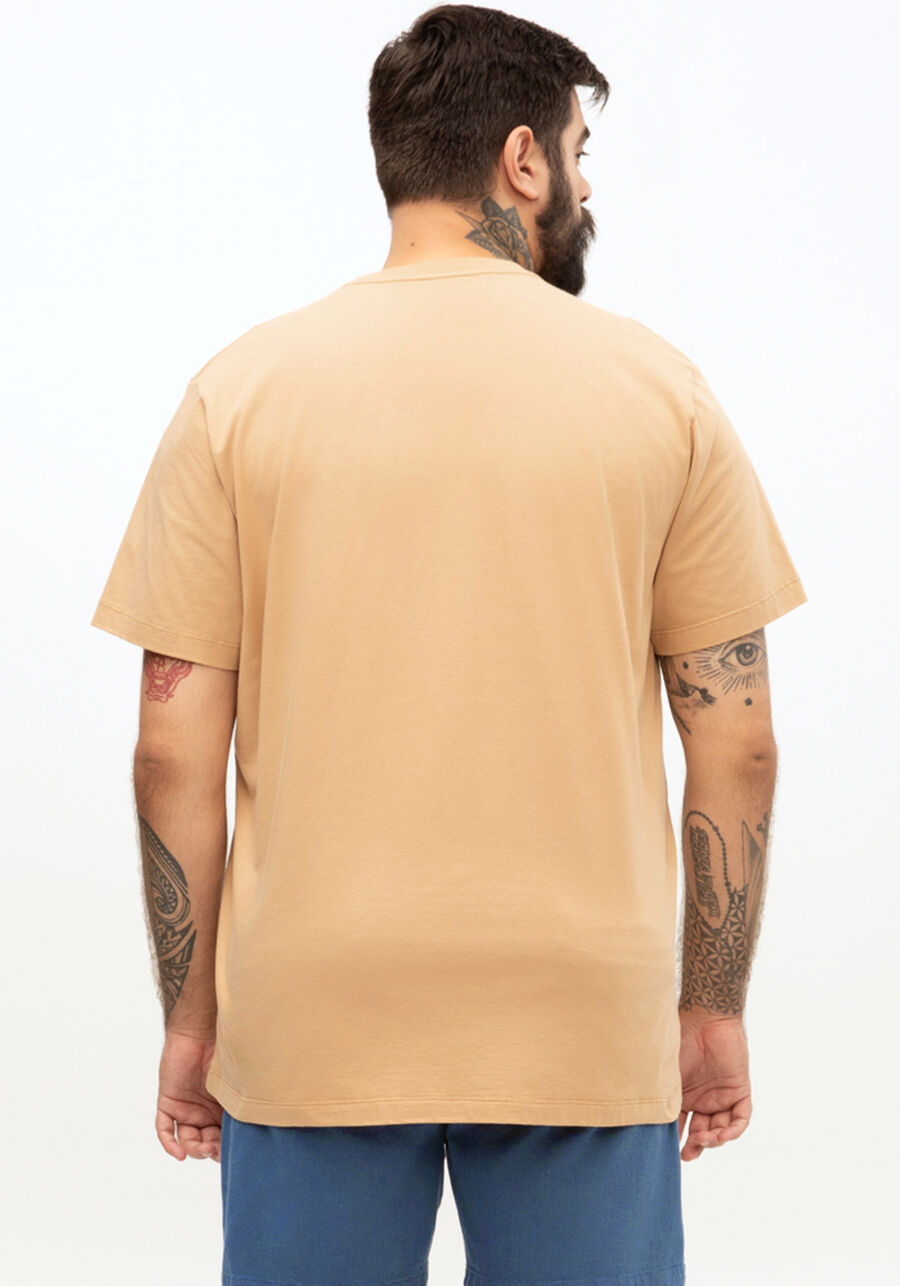 Camiseta Masculina Big & Tall em Malha Paletizada, BEGE TIGER. Camiseta Masculina Big & Tall em Malha Paletizada, BEGE TIGER, large.