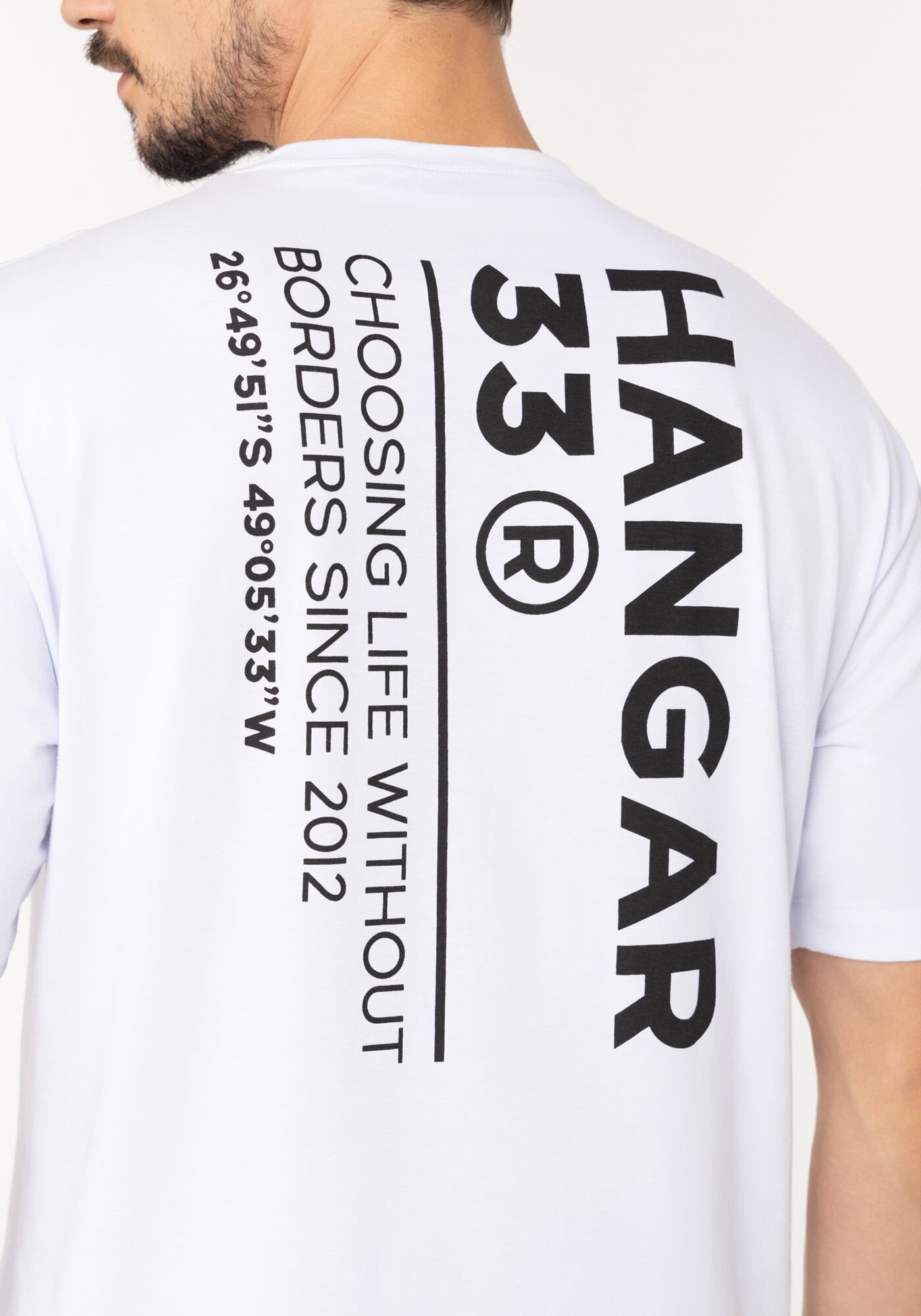 Camiseta Oversized De Mangas Curtas Com Estampa Posterior, BRANCO, large.