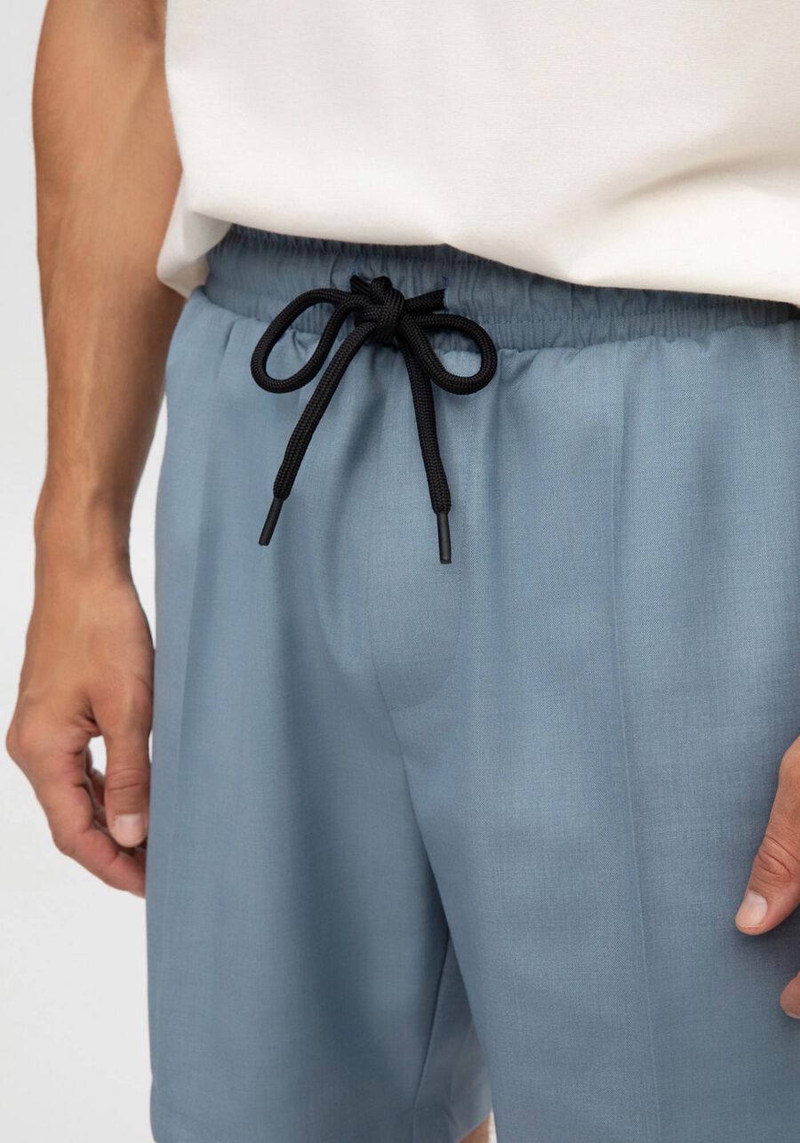 Shorts Masculino em Tecido Alfaiataria com Bolsos, AZUL TENDER. Shorts Masculino em Tecido Alfaiataria com Bolsos, AZUL TENDER, large.