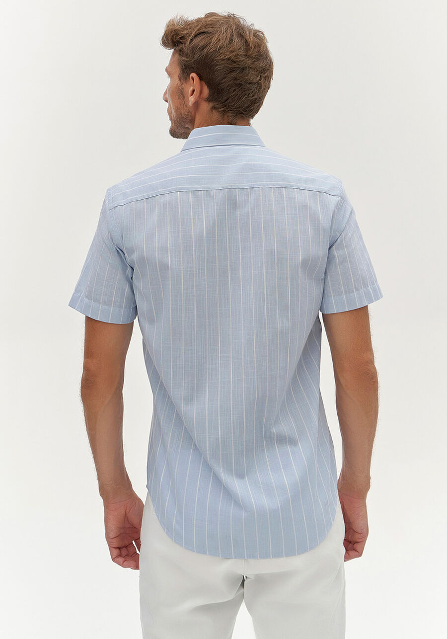 Camisa Masculina Manga Curta Flamê Listrada, AZUL CLARO. Camisa Masculina Manga Curta Flamê Listrada, AZUL CLARO, large.