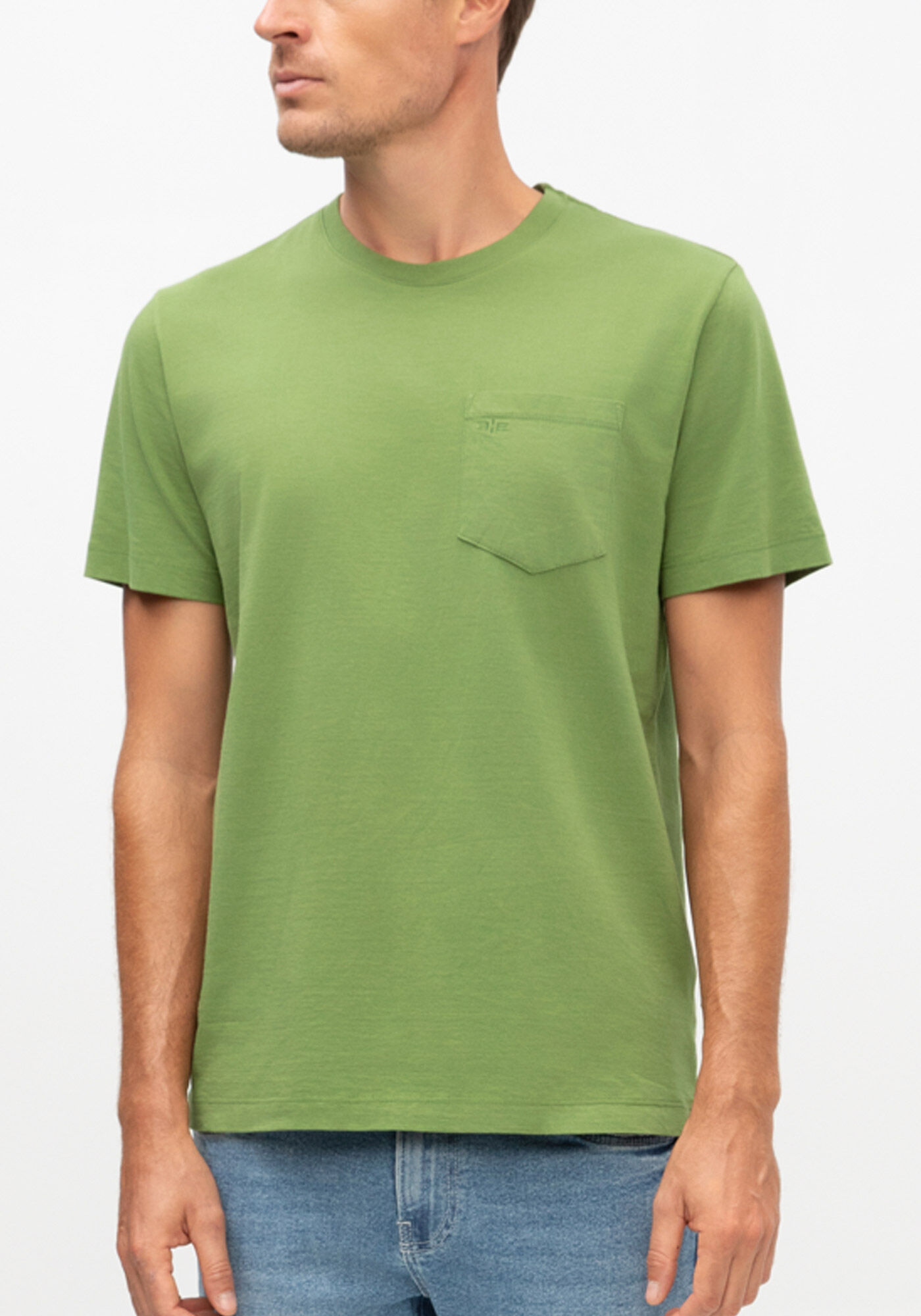 Camiseta Masculina em Malha com Bolso, VERDE WING, large.