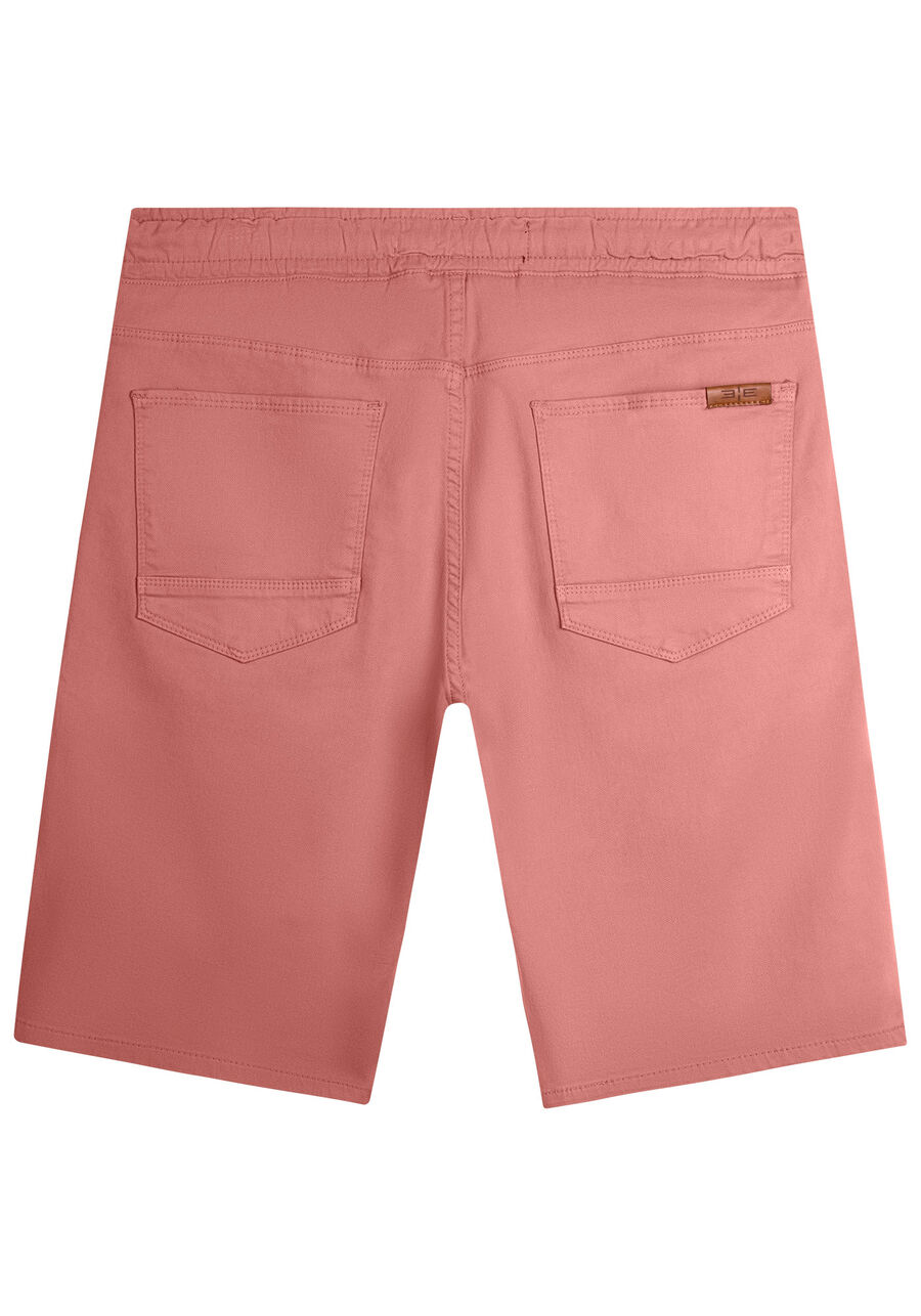 Bermuda Jogging Com Bolsos Em Sarja Denim Malha, ROSA FAIRY. Bermuda Jogging Com Bolsos Em Sarja Denim Malha, ROSA FAIRY, large.