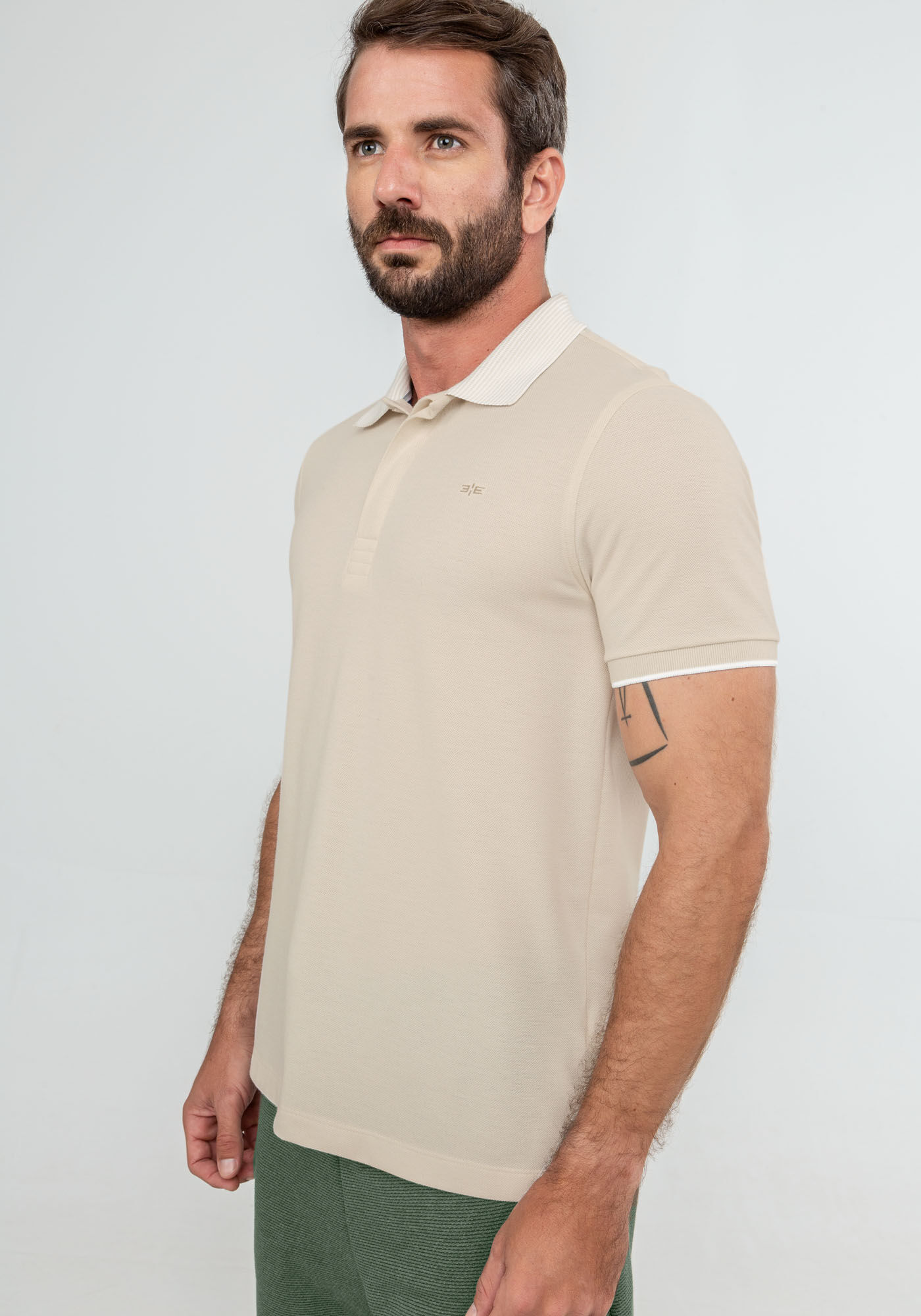 Camisa Polo Masculina com Detalhe Peitilho Hangar 33