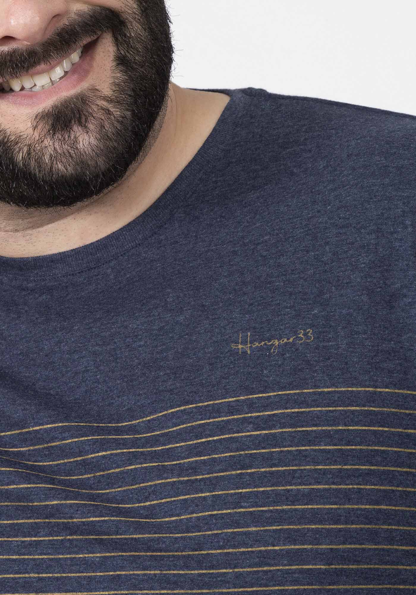 Camisa Masculina em Malha Listrada Big & Tall, MARINHO ACTION, large.