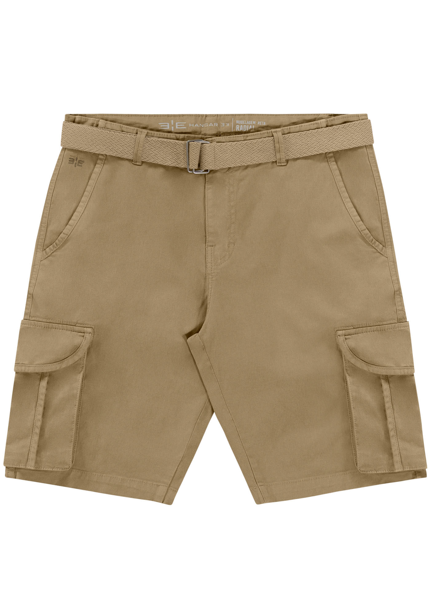 Bermuda Sarja Reta Cargo com Cinto, CAQUI RAIZ, large.