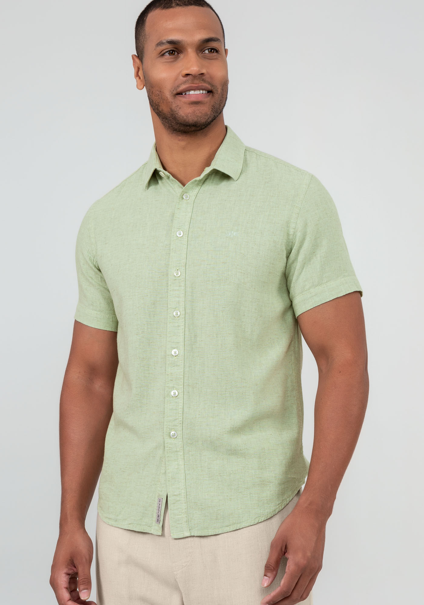 Camisa linho sale manga curta