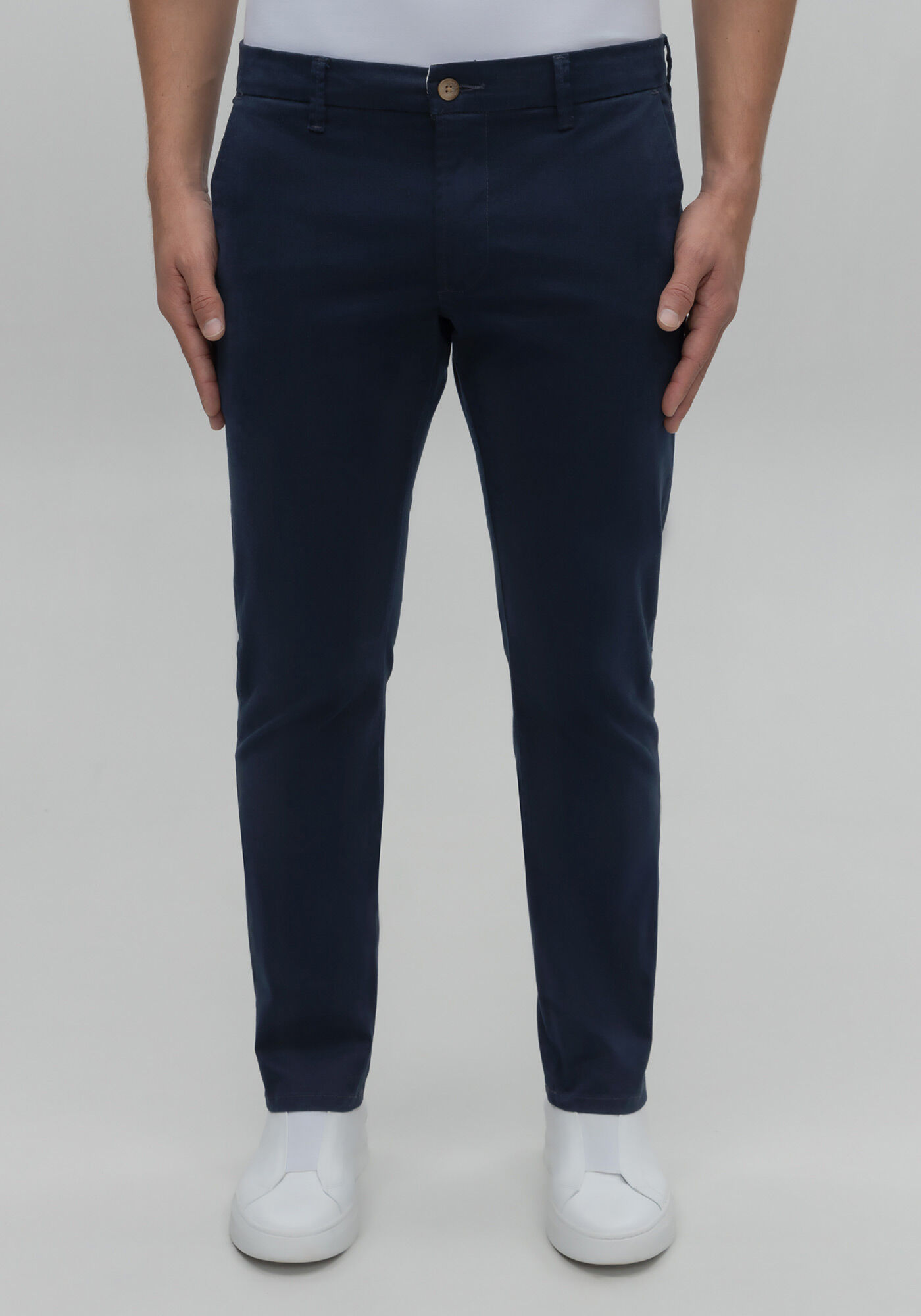 Cal&ccedil;a Slim Masculina Chino Em Sarja Com Elastano Turbofan, MARINHO ACTION, large.