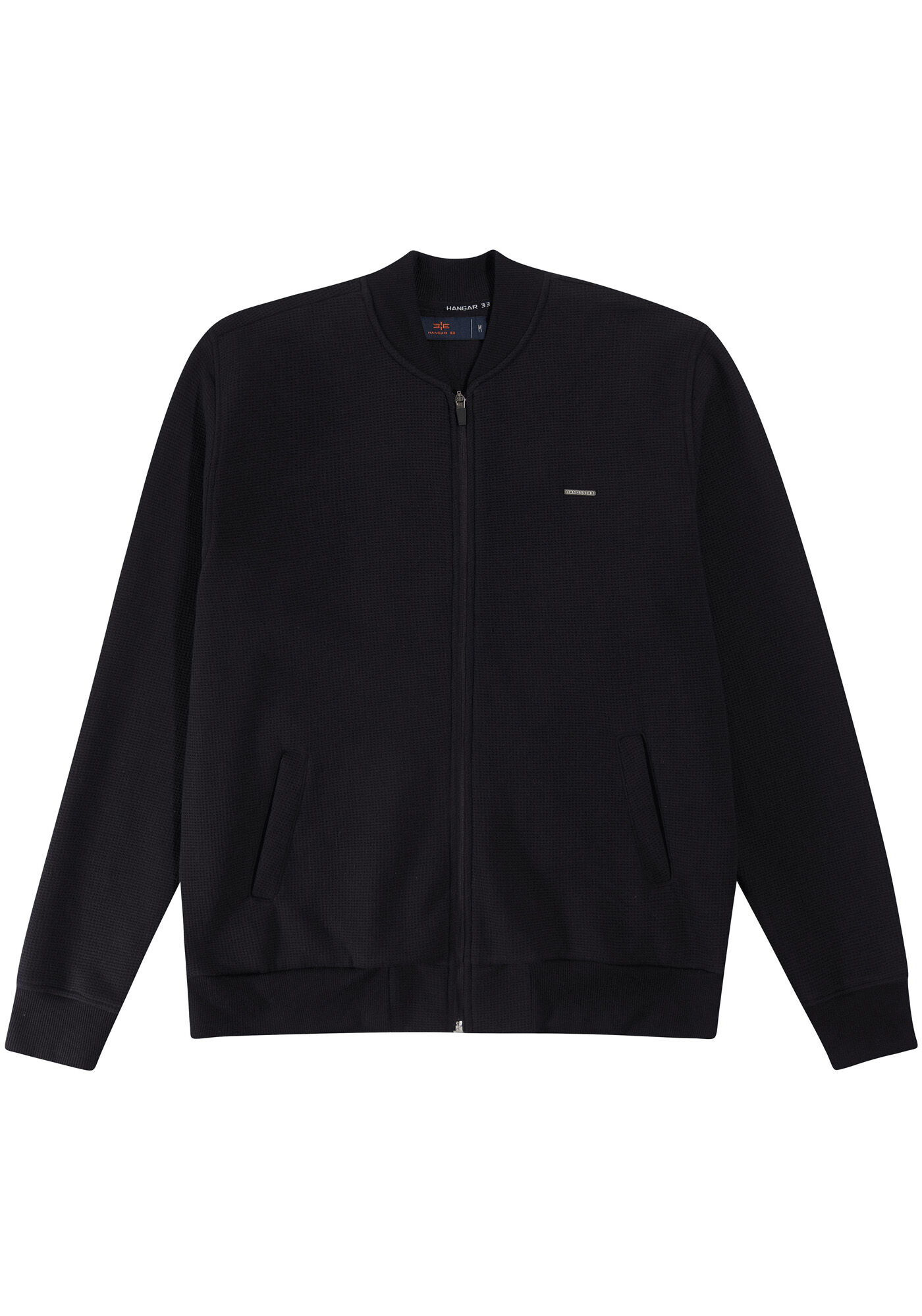 Jaqueta Bomber em Moletom com Bolsos, PRETO REATIVO, large.