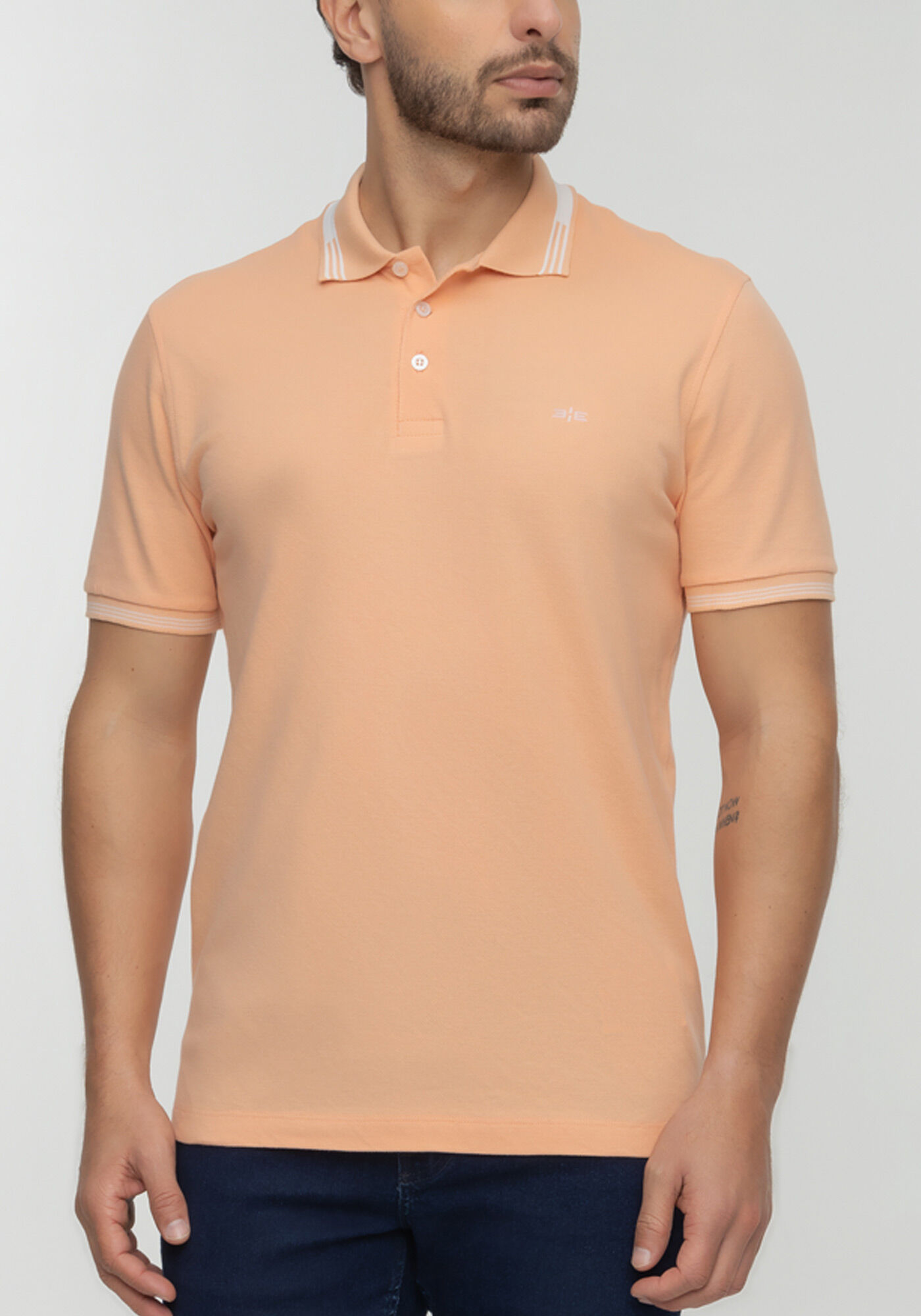 Camisa Polo Com Bot&otilde;es Em Malha Piquet Mercerizada, SALMAO ALESAN, large.