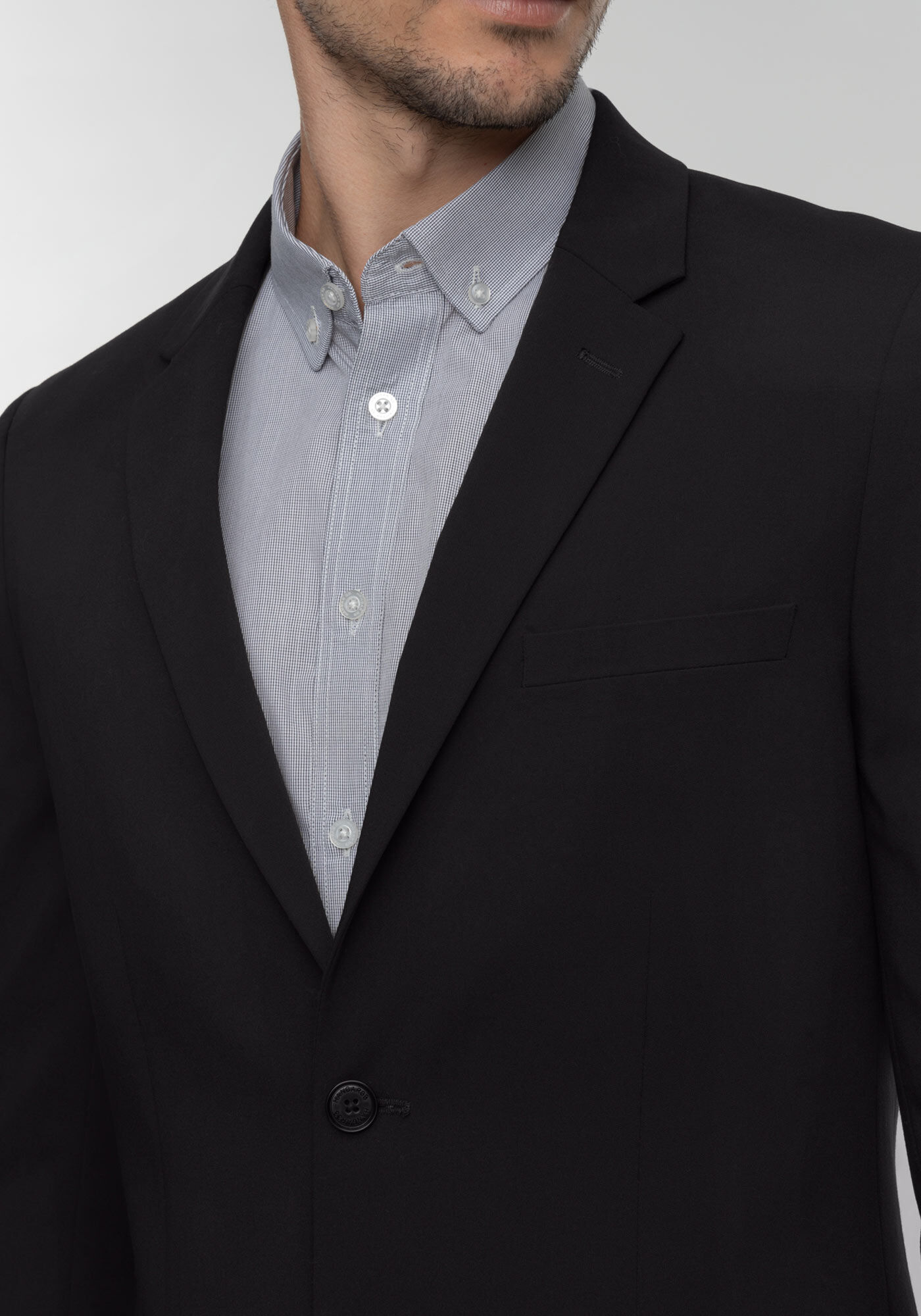 Blazer Slim Com Bot&otilde;es E Lapelas, PRETO REATIVO, large.