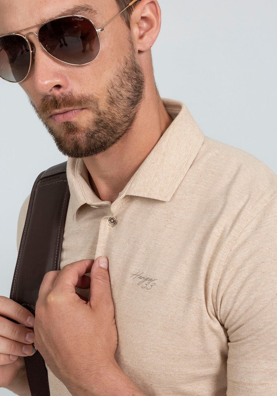 Camisa Polo Malha Terra com Retilínea, BEGE COUNTRY. Camisa Polo Malha Terra com Retilínea, BEGE COUNTRY, large.