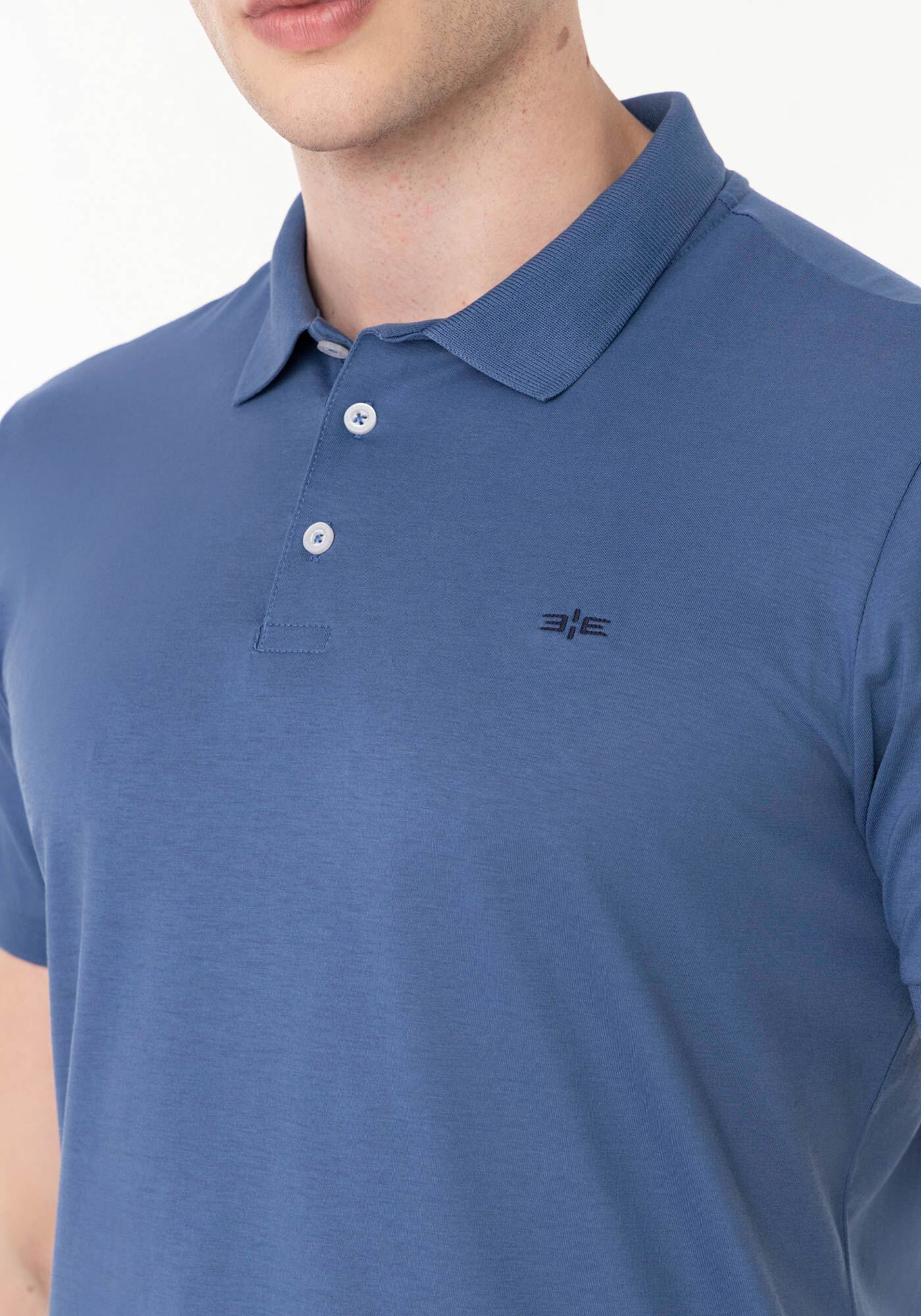 Camisa Polo De Mangas Curtas Em Algod&atilde;o Pima, AZUL SEED, large.