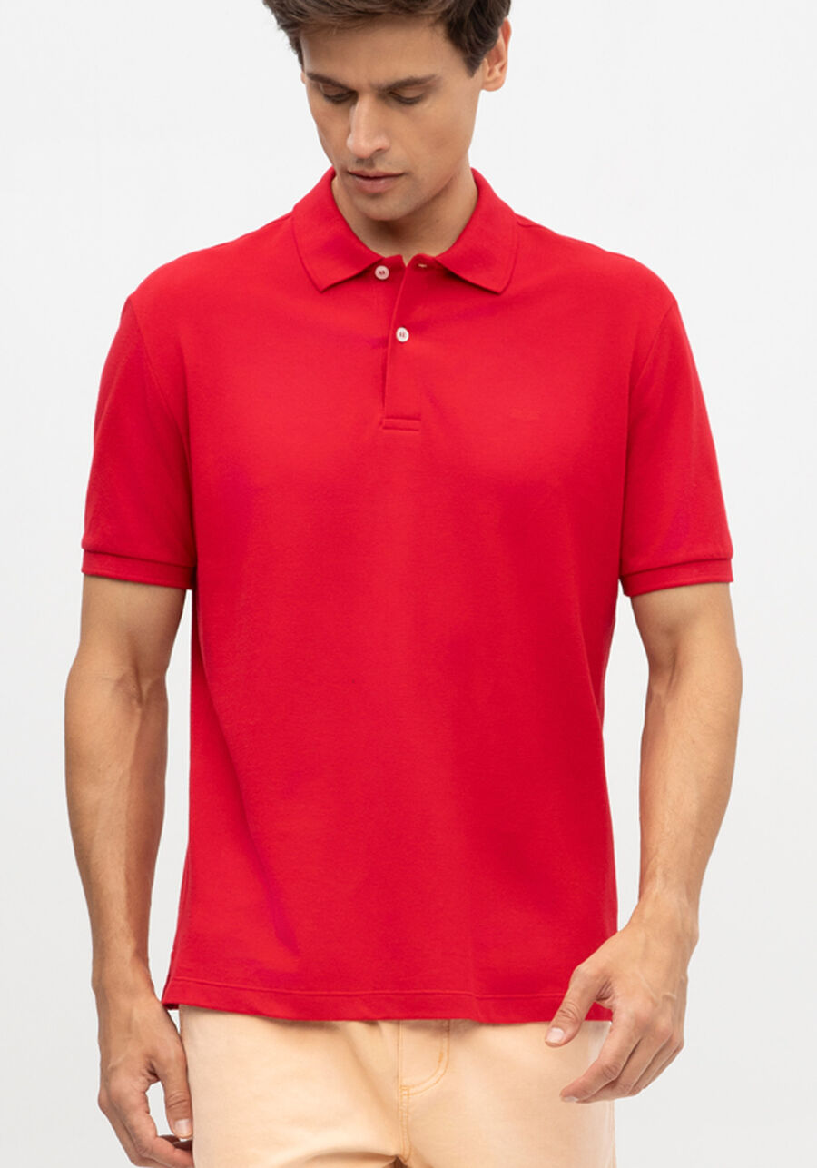 Camisa Polo De Mangas Curtas Colors Em Malha Mercerizada, VERMELHO NATTY. Camisa Polo De Mangas Curtas Colors Em Malha Mercerizada, VERMELHO NATTY, large.