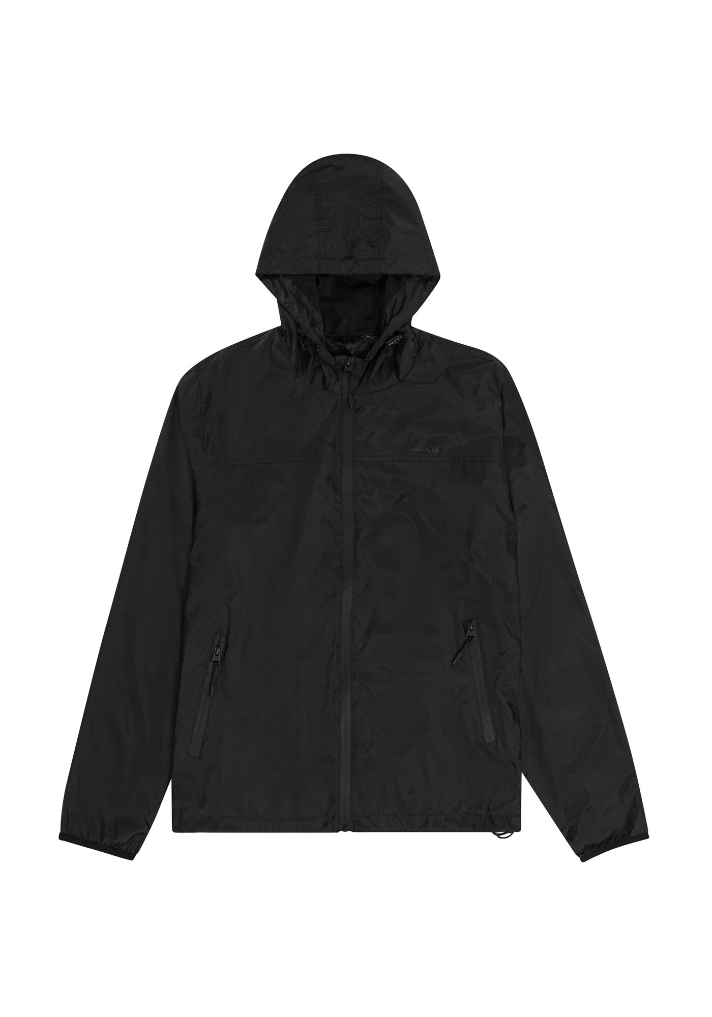 Jaqueta Em Tecido Poliamida Com Capuz E Z&iacute;per, PRETO REATIVO, large.