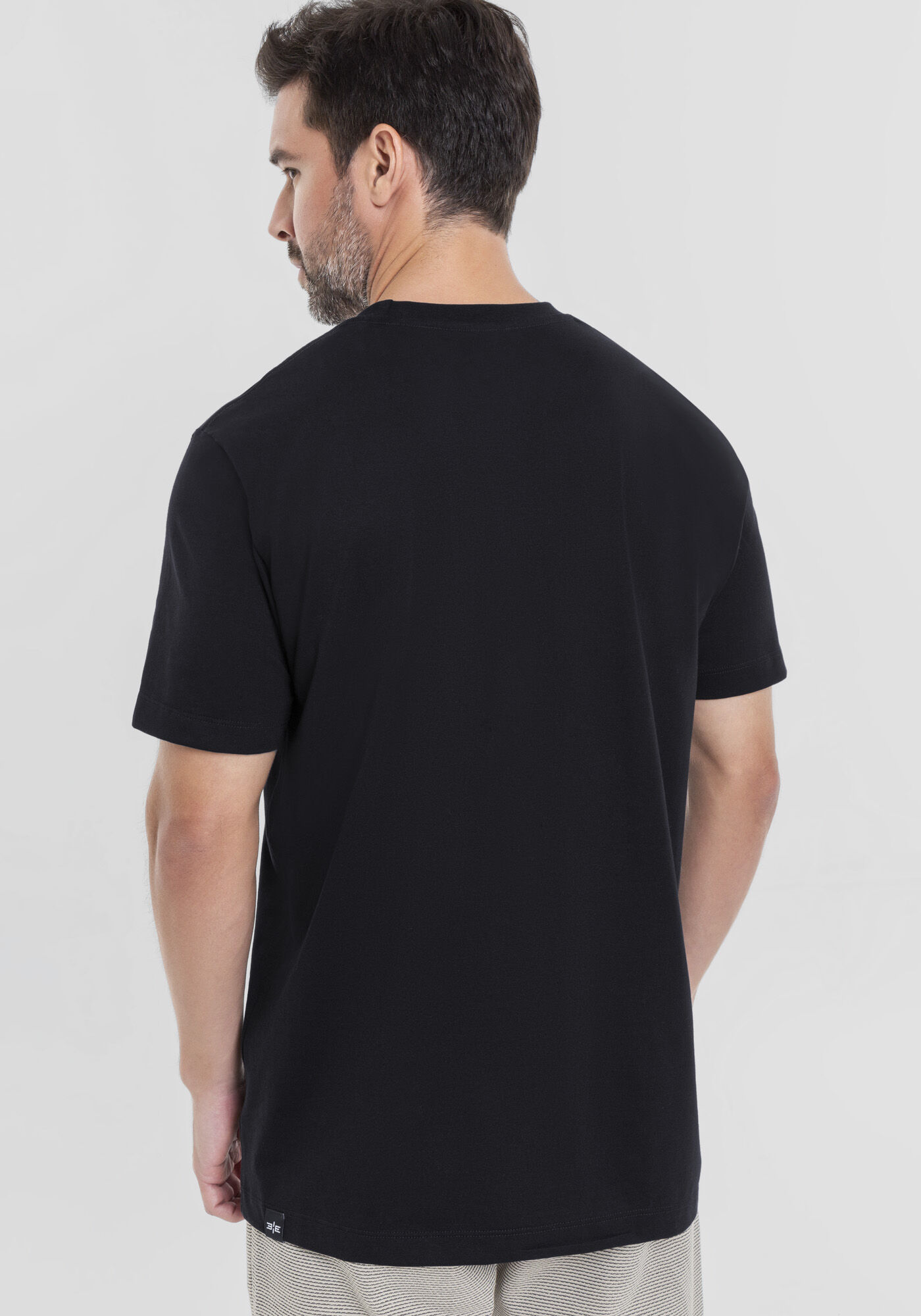 Camiseta Masculina em Algod&atilde;o Pima com Estampa, PRETO REATIVO, large.
