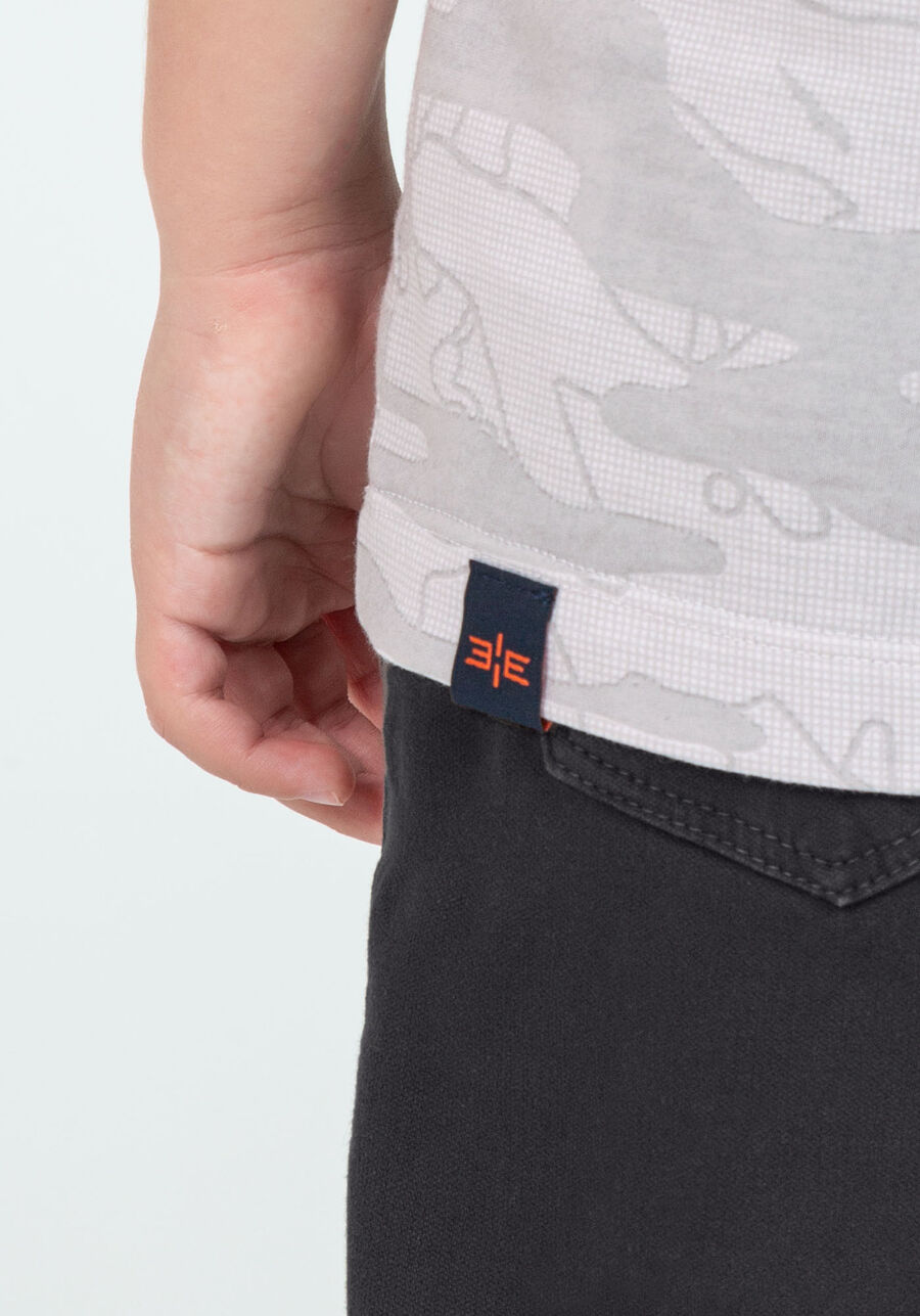 Camiseta CAMU em Malha Tal Pai Tal Filho Infantil, GRID CINZA. Camiseta CAMU em Malha Tal Pai Tal Filho Infantil, GRID CINZA, large.