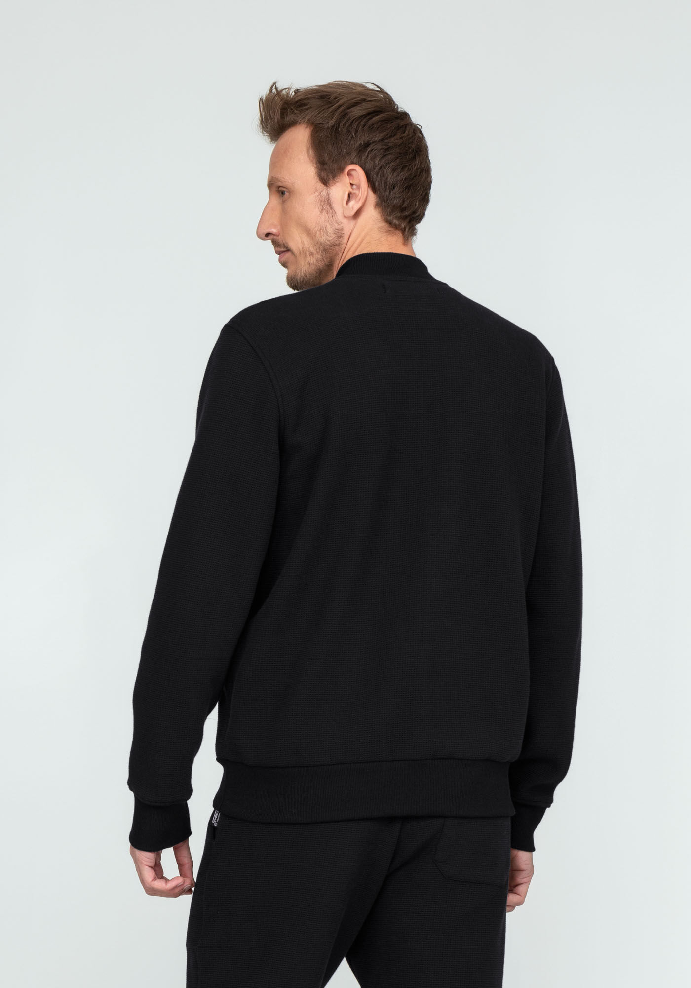 Jaqueta Bomber em Moletom com Bolsos, PRETO REATIVO, large.