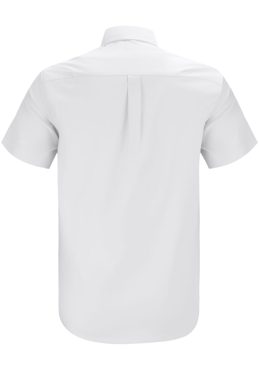 Camisa Comfort De Mangas Curtas Com Bolso Funcional Bordado, BRANCO. Camisa Comfort De Mangas Curtas Com Bolso Funcional Bordado, BRANCO, large.