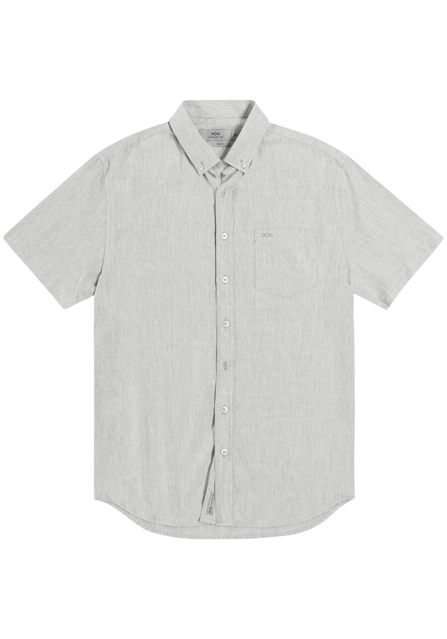 Camisa Manga Curta Masculina Comfort com Bolso, CINZA DOVE, large.