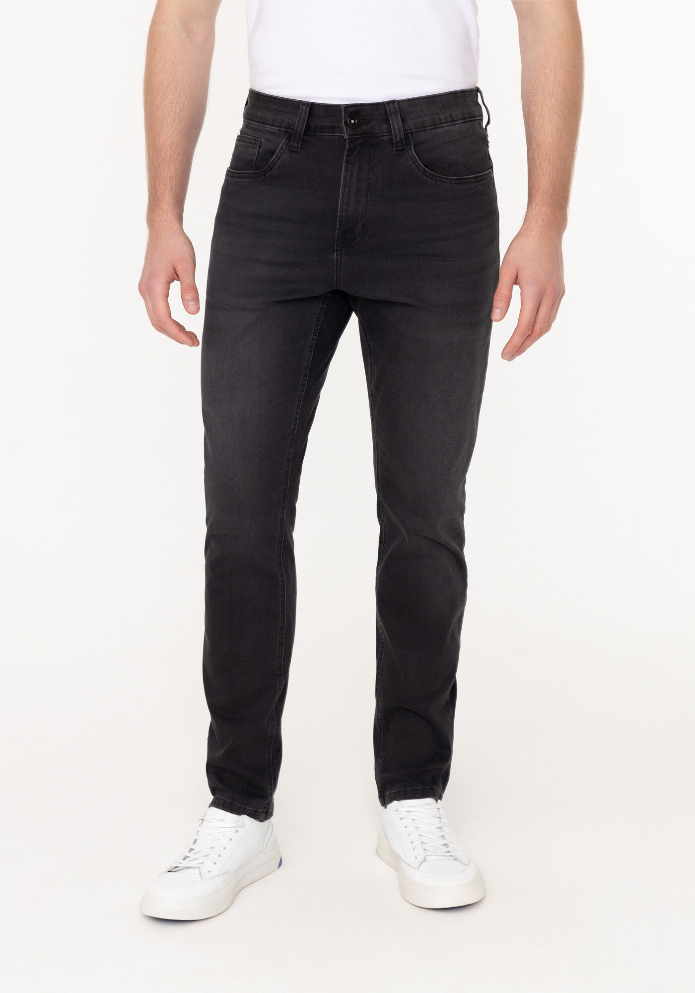 Cal&ccedil;a Jeans Preta Estonada Masculina Slim Turbofan, PRETO, large.