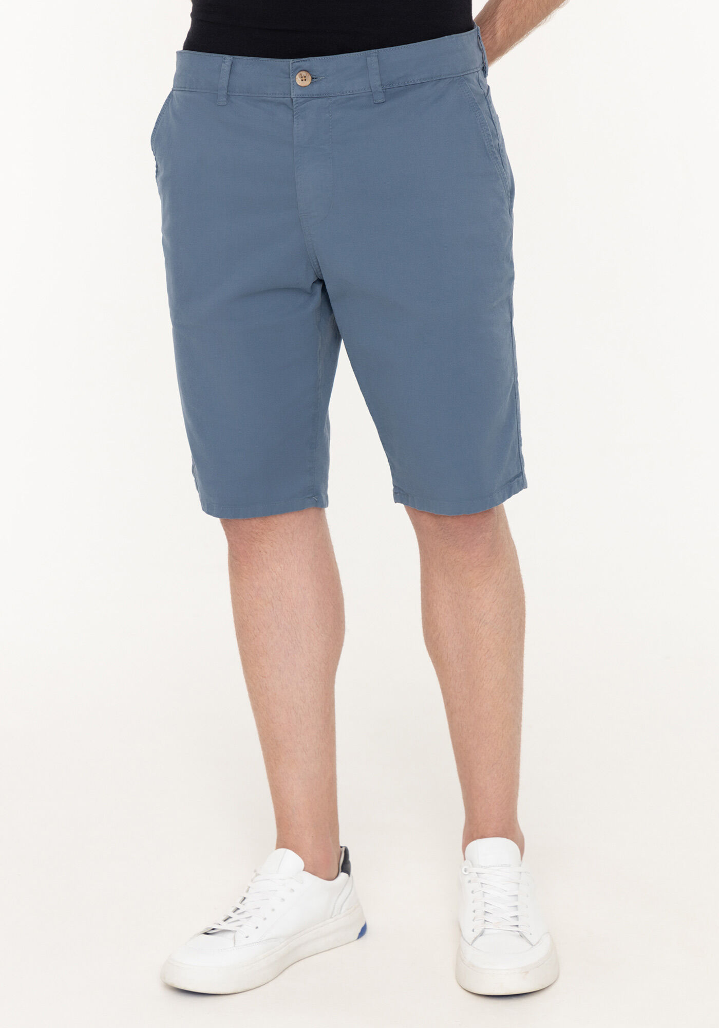 Bermuda Reta Radial Em Sarja Com Elastano, AZUL SEED, large.